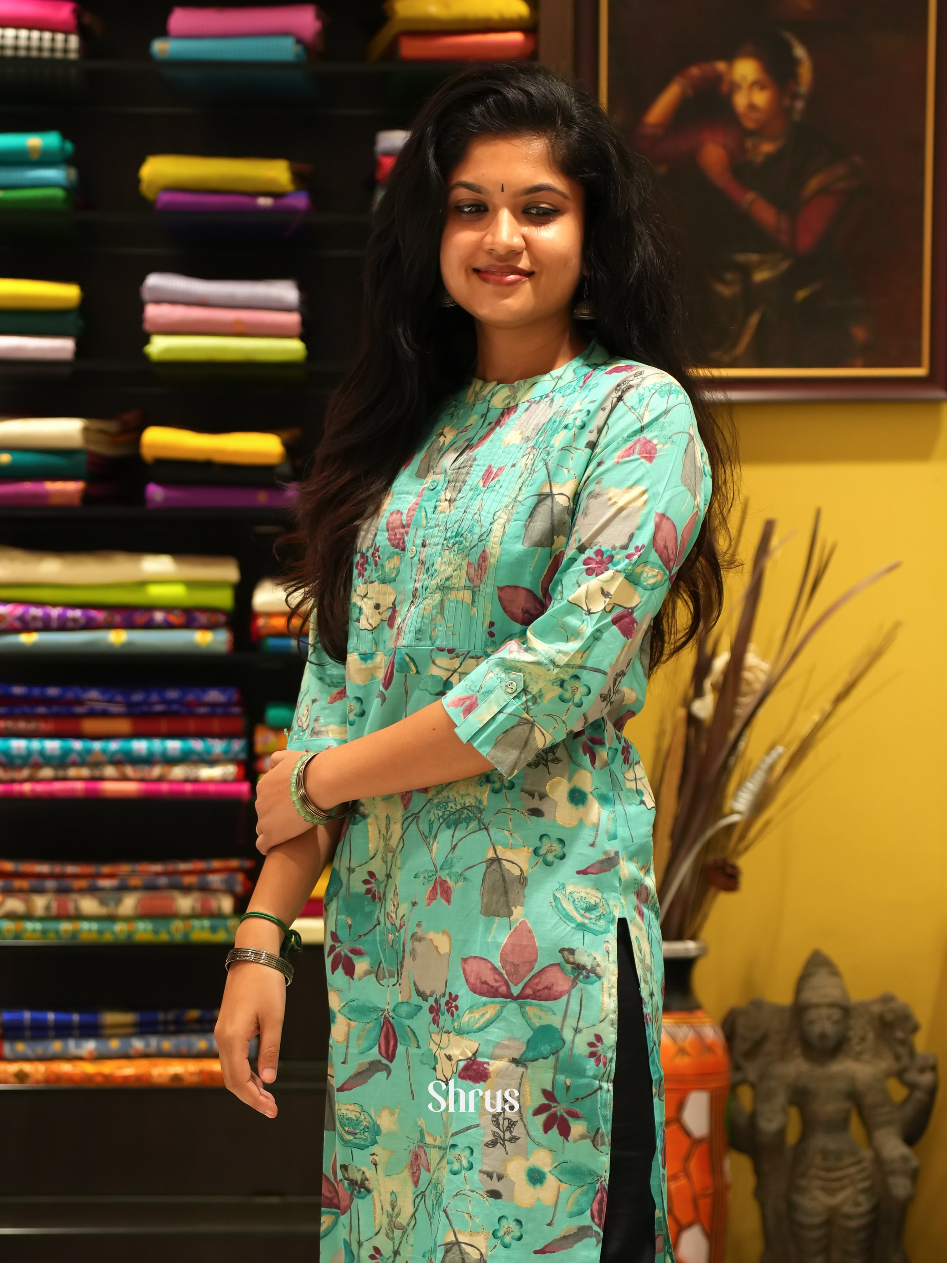 Green - Readymade Kurti - Shop on ShrusEternity.com
