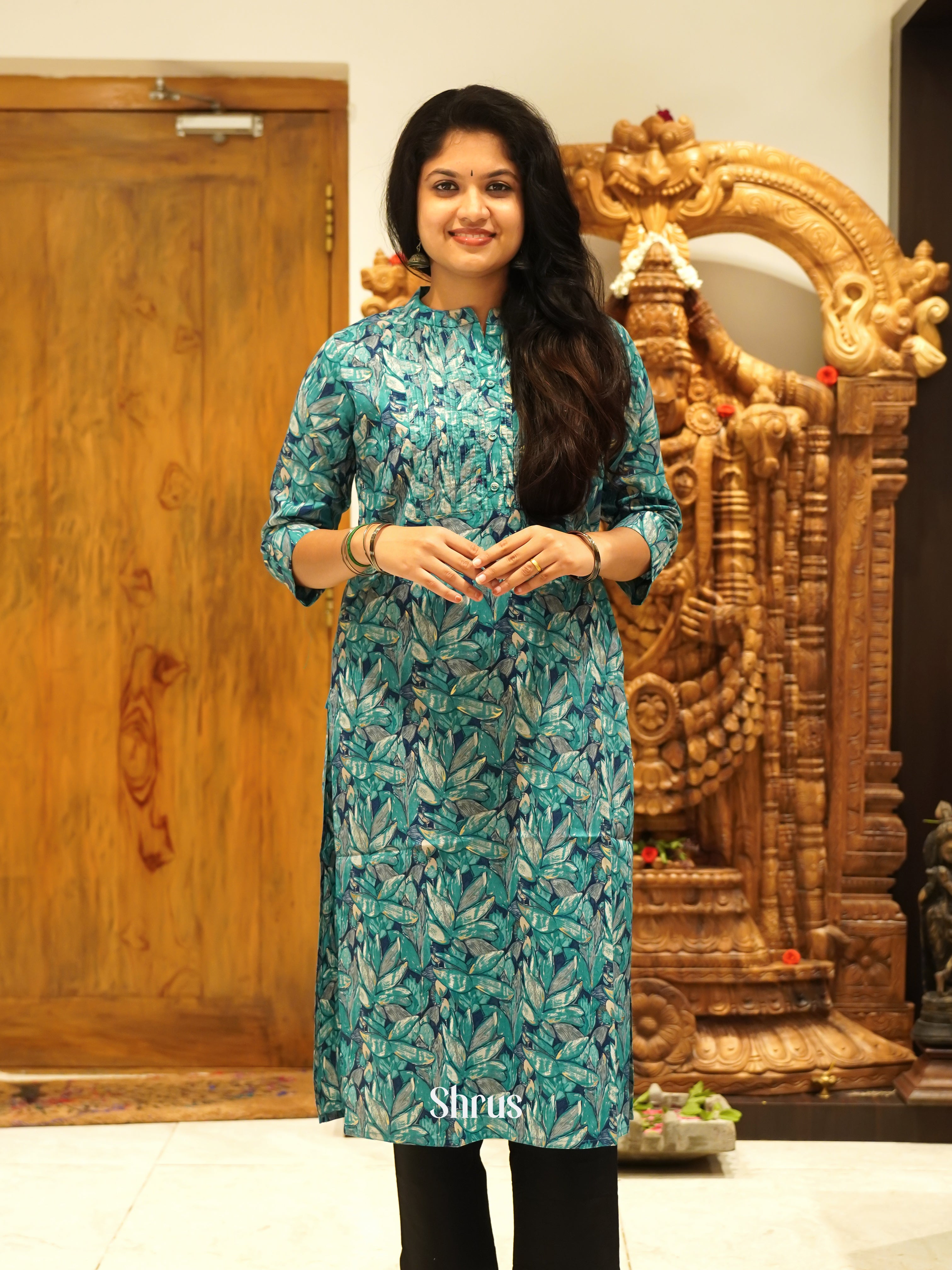 Blue & Green - Readymade Kurti - Shop on ShrusEternity.com