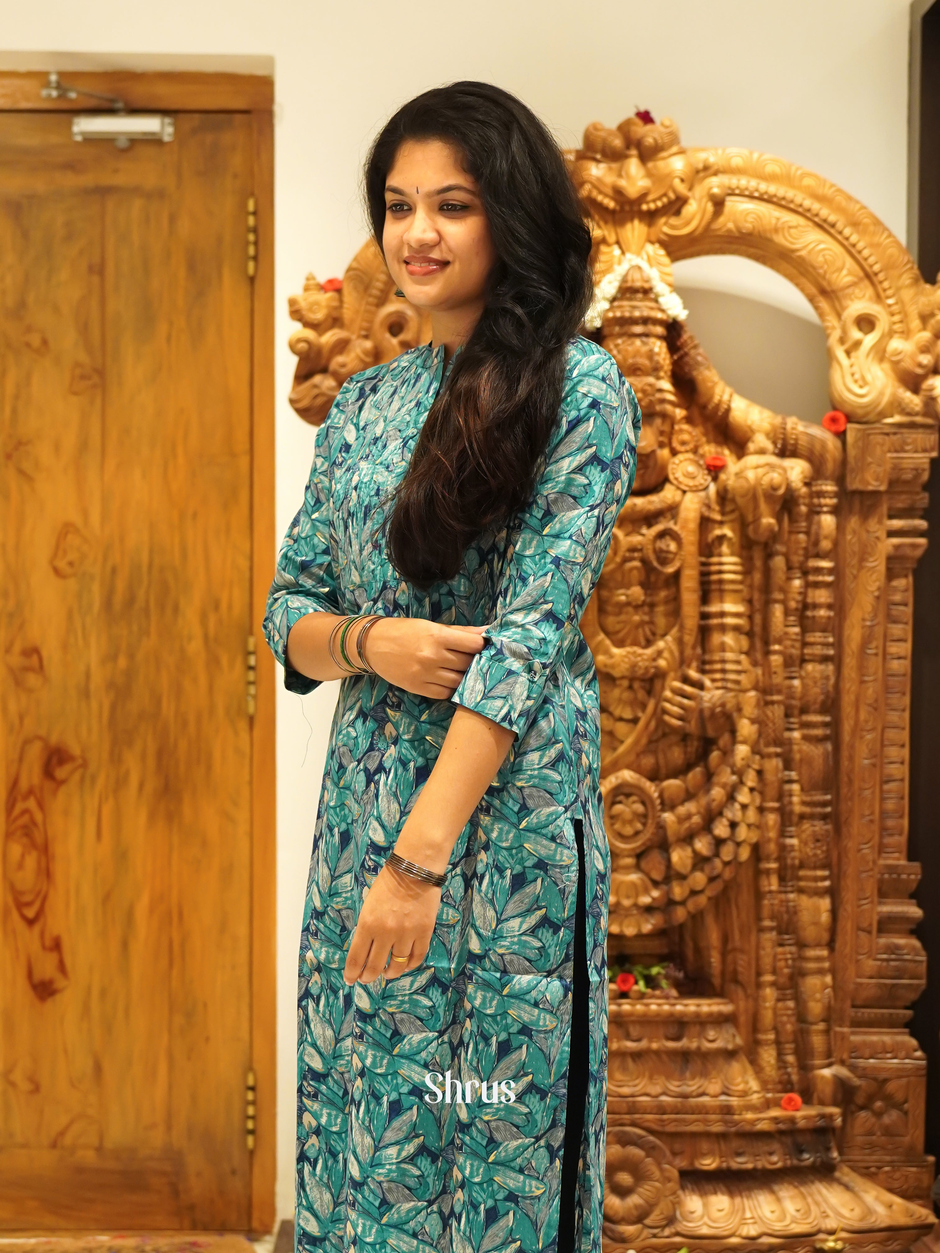 Blue & Green - Readymade Kurti - Shop on ShrusEternity.com