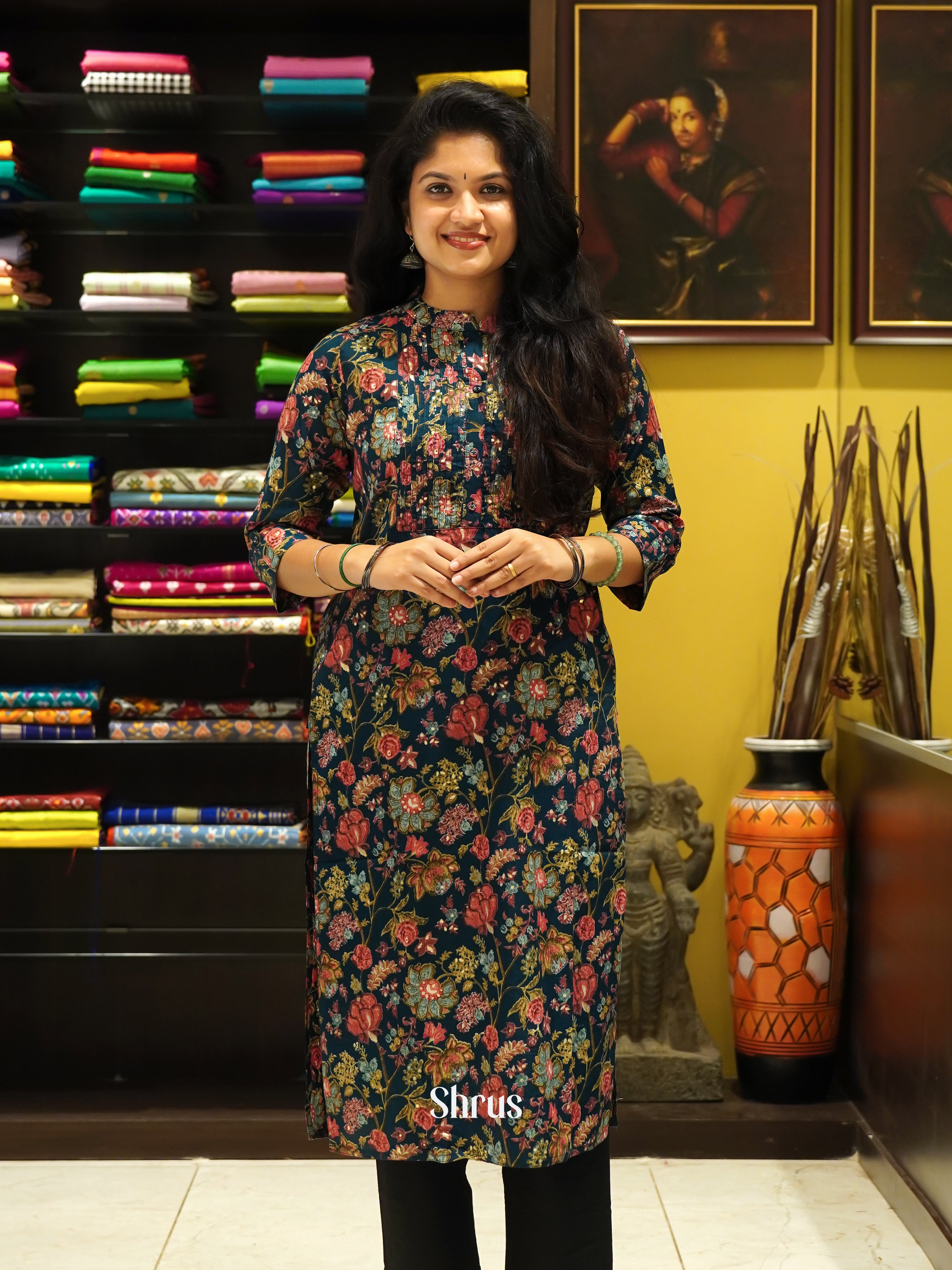 Blue - Readymade Kurti - Shop on ShrusEternity.com