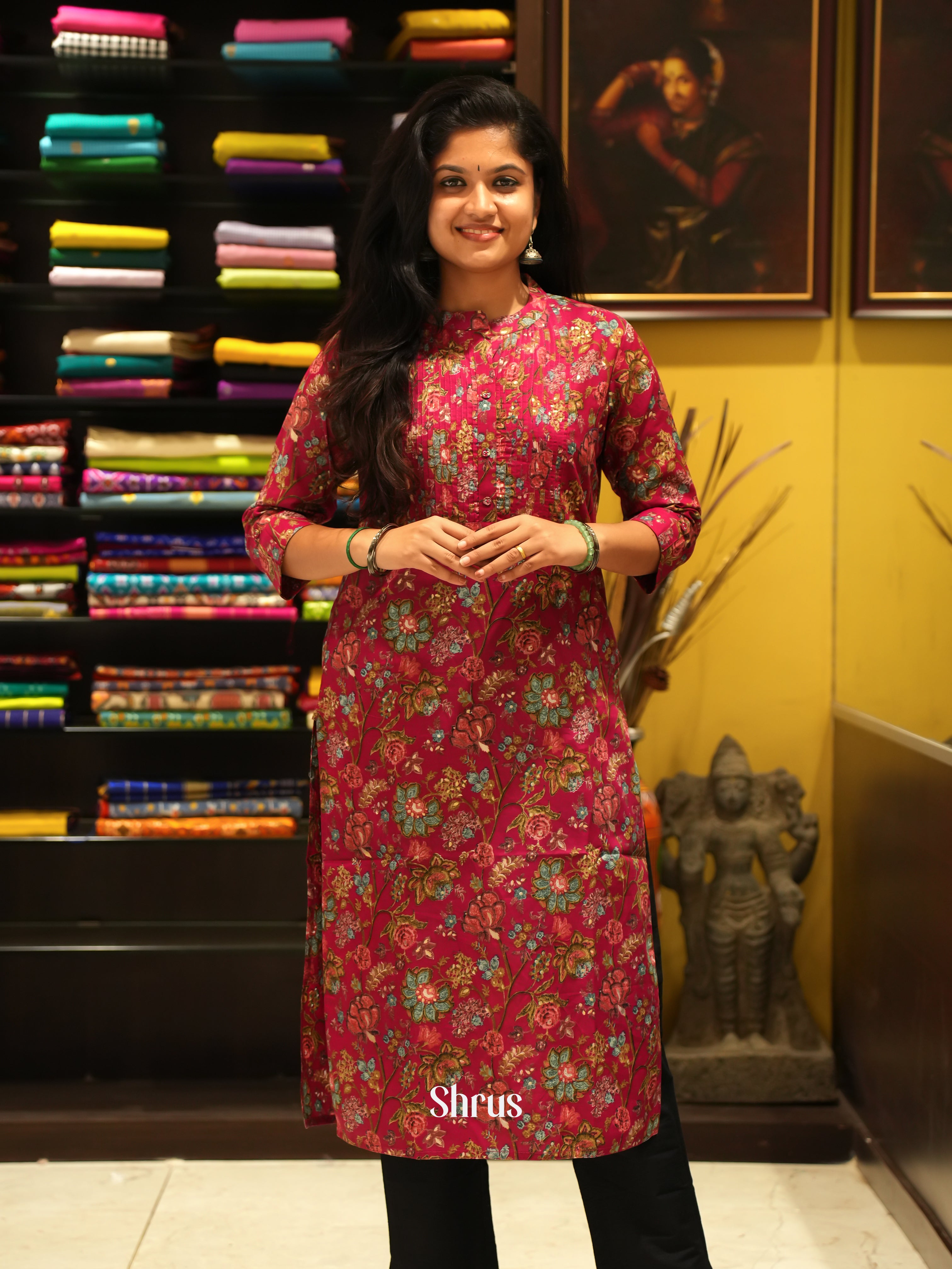 Maroon- Readymade Kurti - Shop on ShrusEternity.com