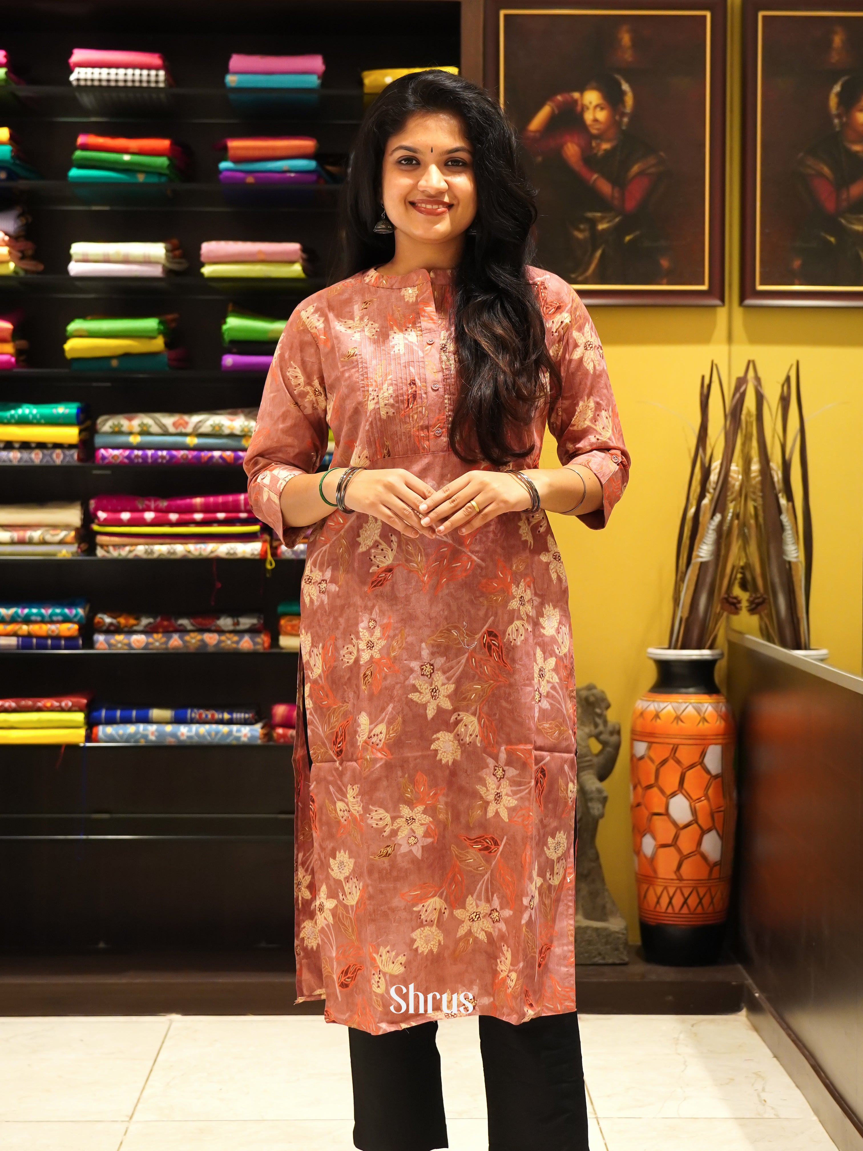 Brown - Readymade Kurti - Shop on ShrusEternity.com