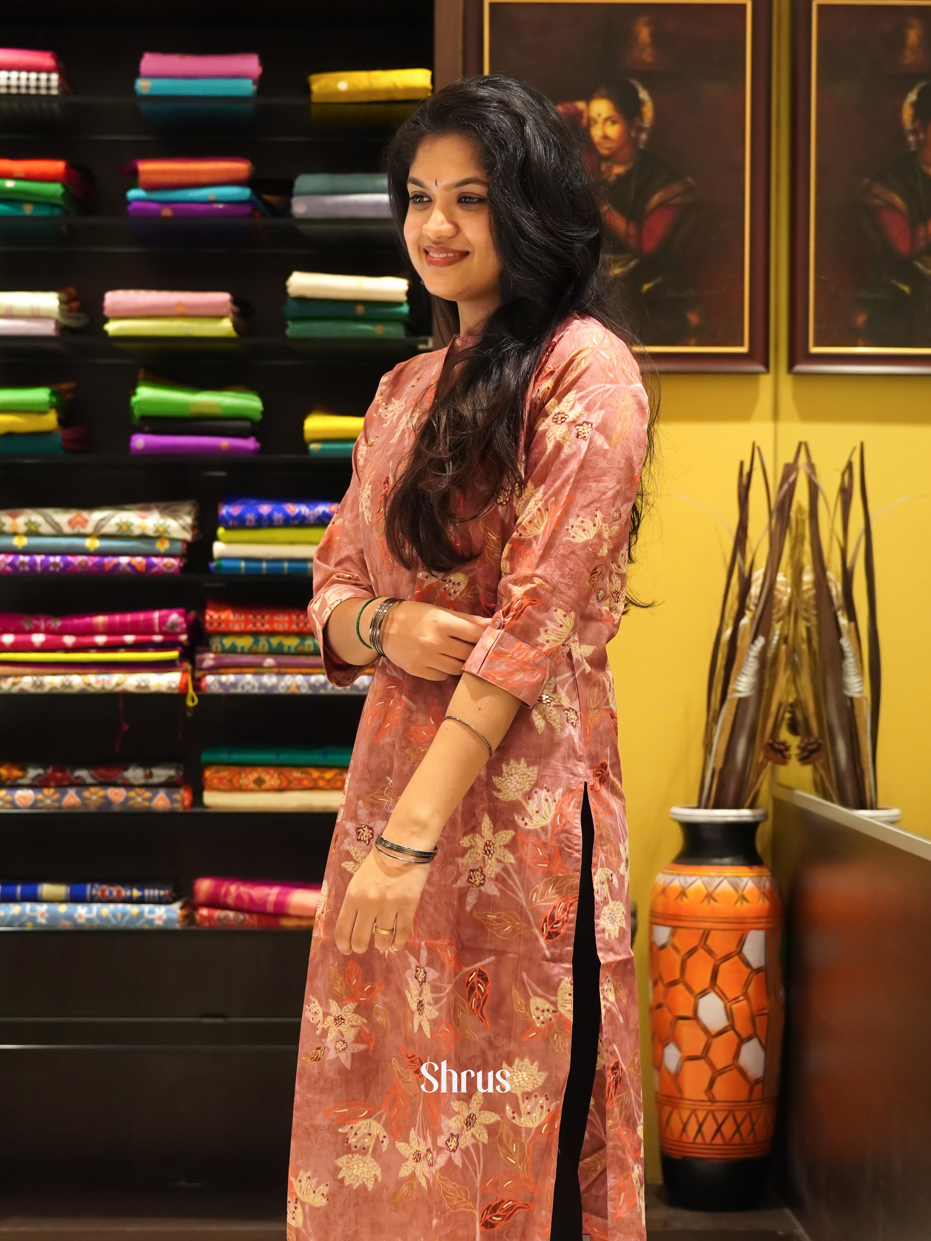 Brown - Readymade Kurti - Shop on ShrusEternity.com