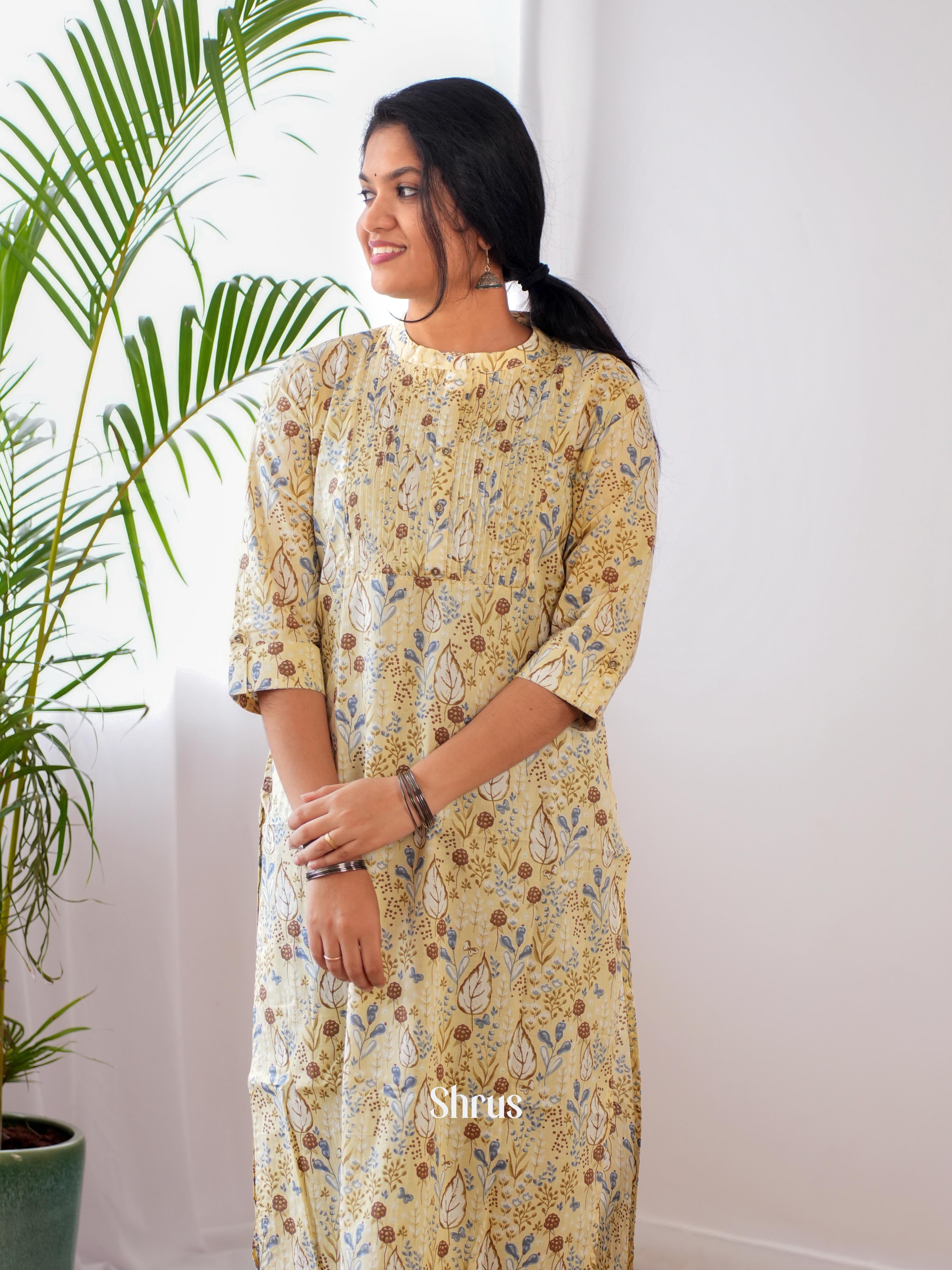 Yellow - Readymade Kurti - Shop on ShrusEternity.com