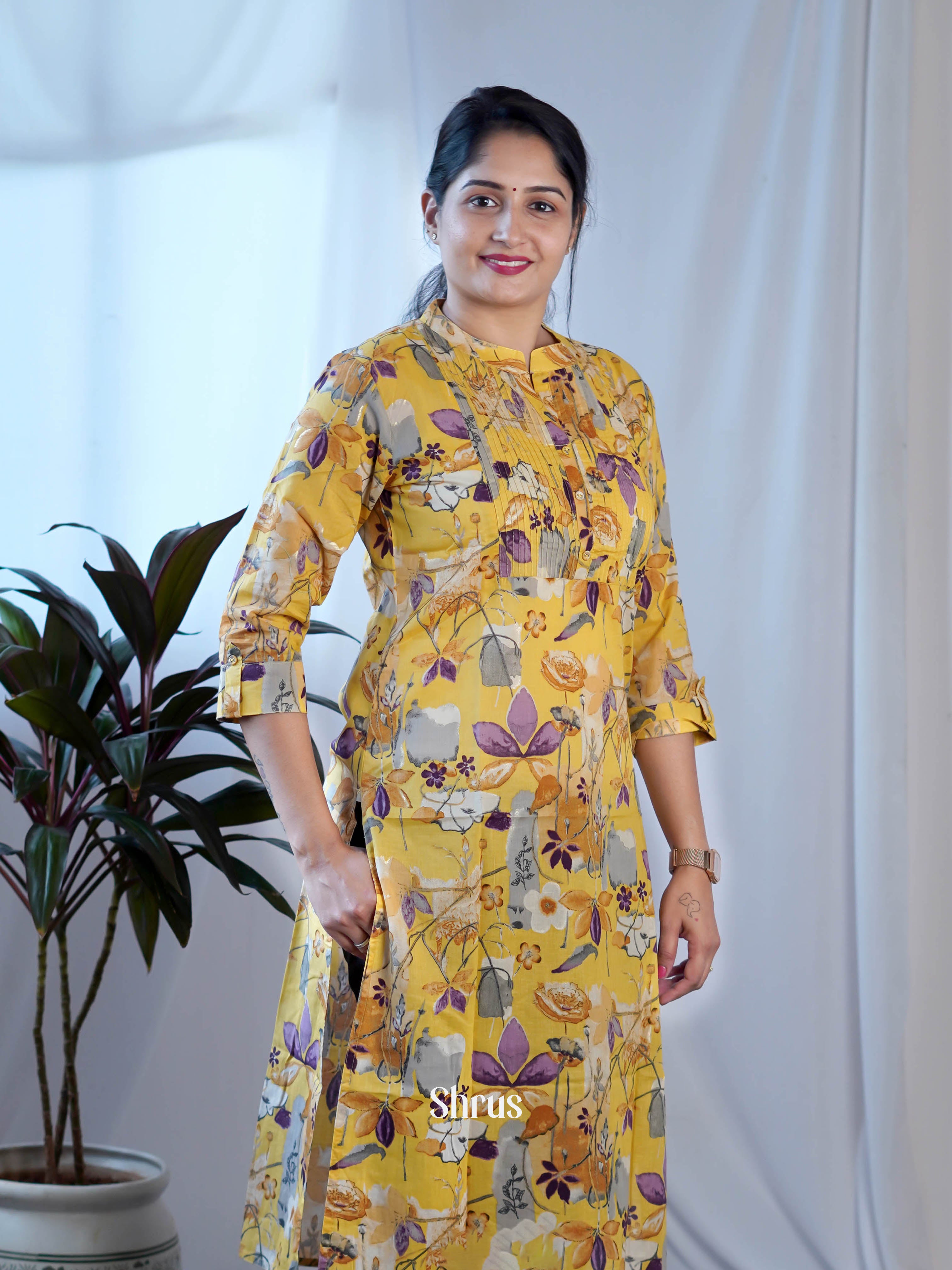 Yellow - Readymade Kurti - Shop on ShrusEternity.com