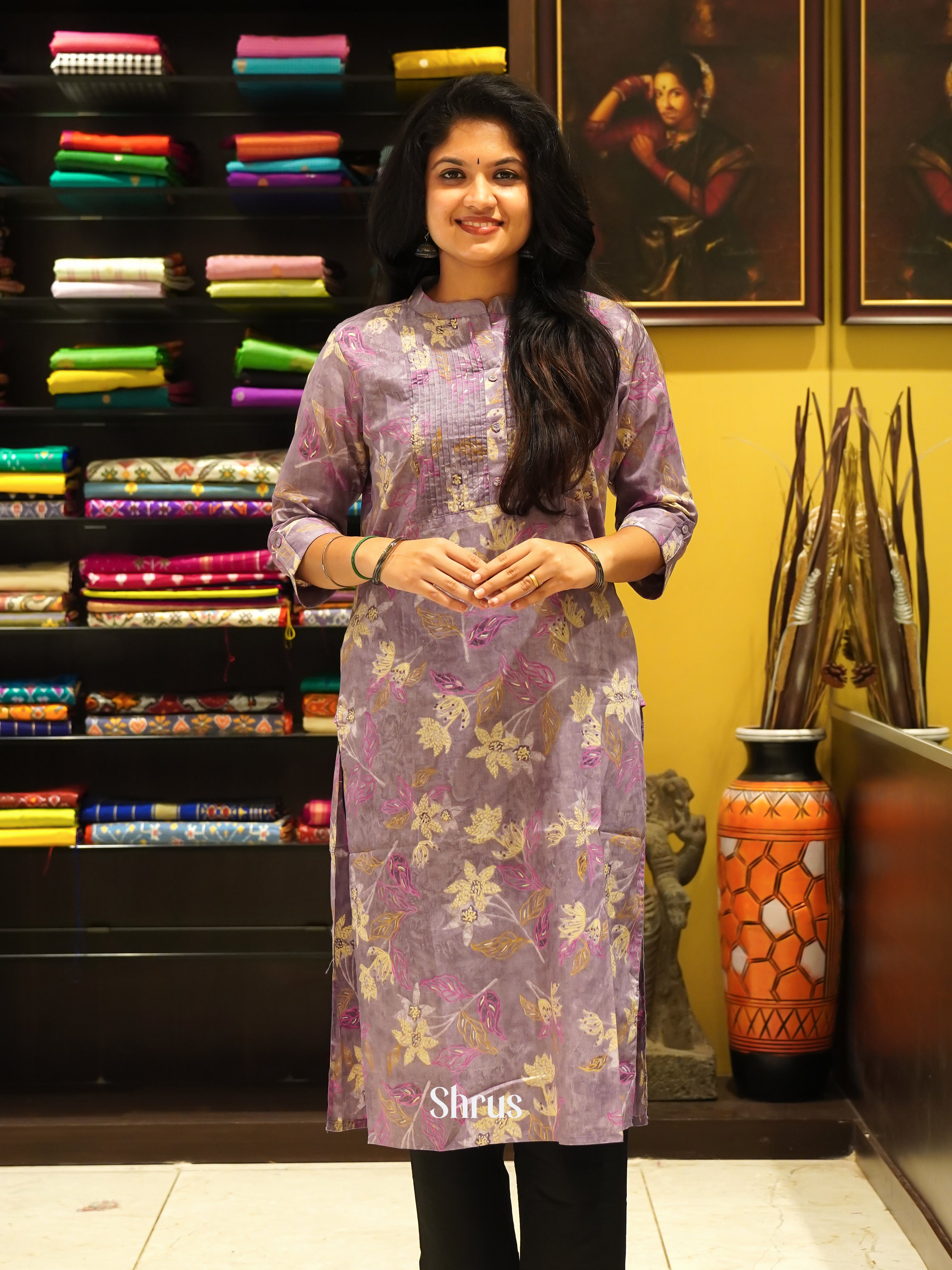 Greyish Purple - Readymade Kurti - Shop on ShrusEternity.com
