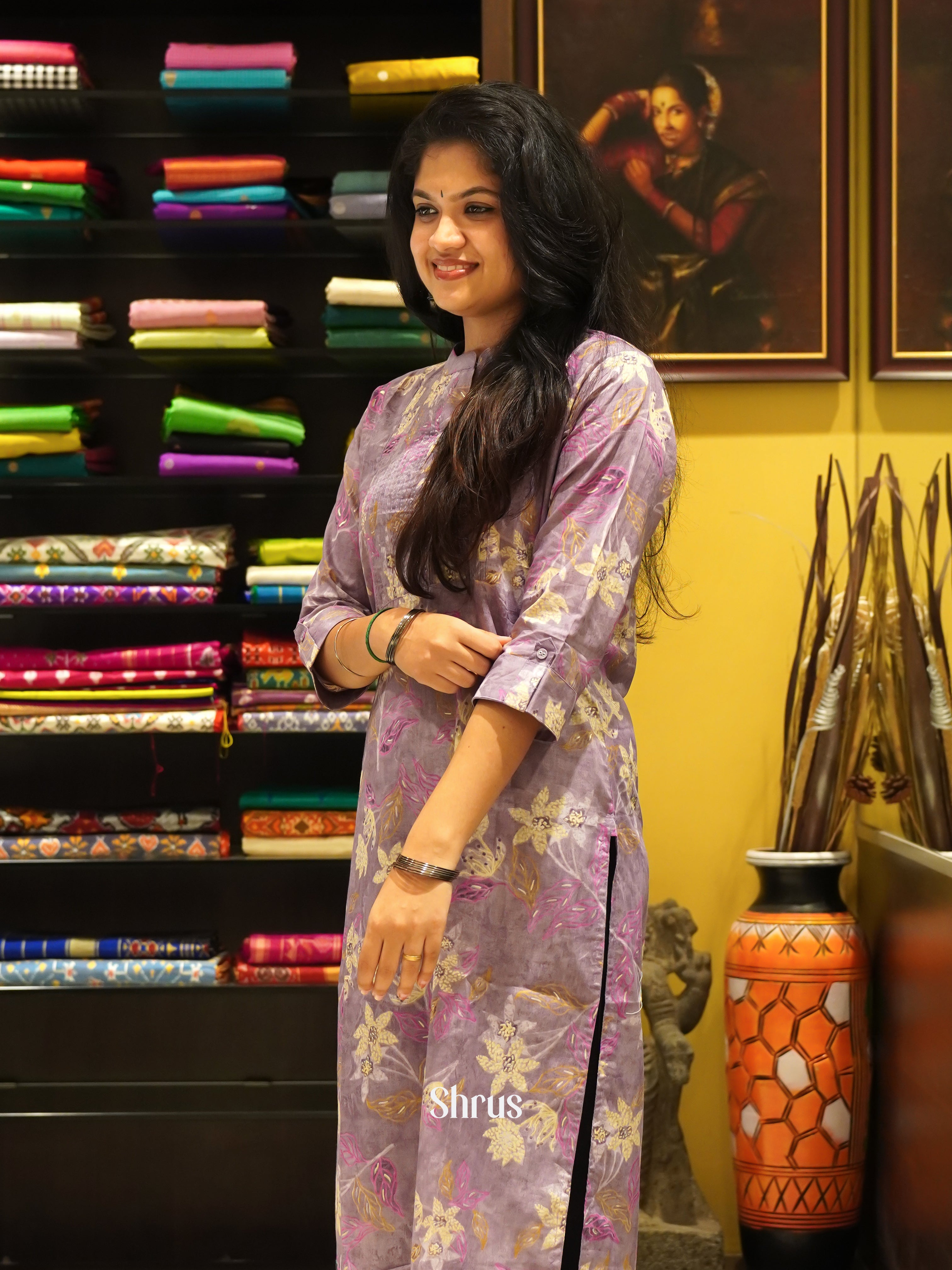 Greyish Purple - Readymade Kurti - Shop on ShrusEternity.com