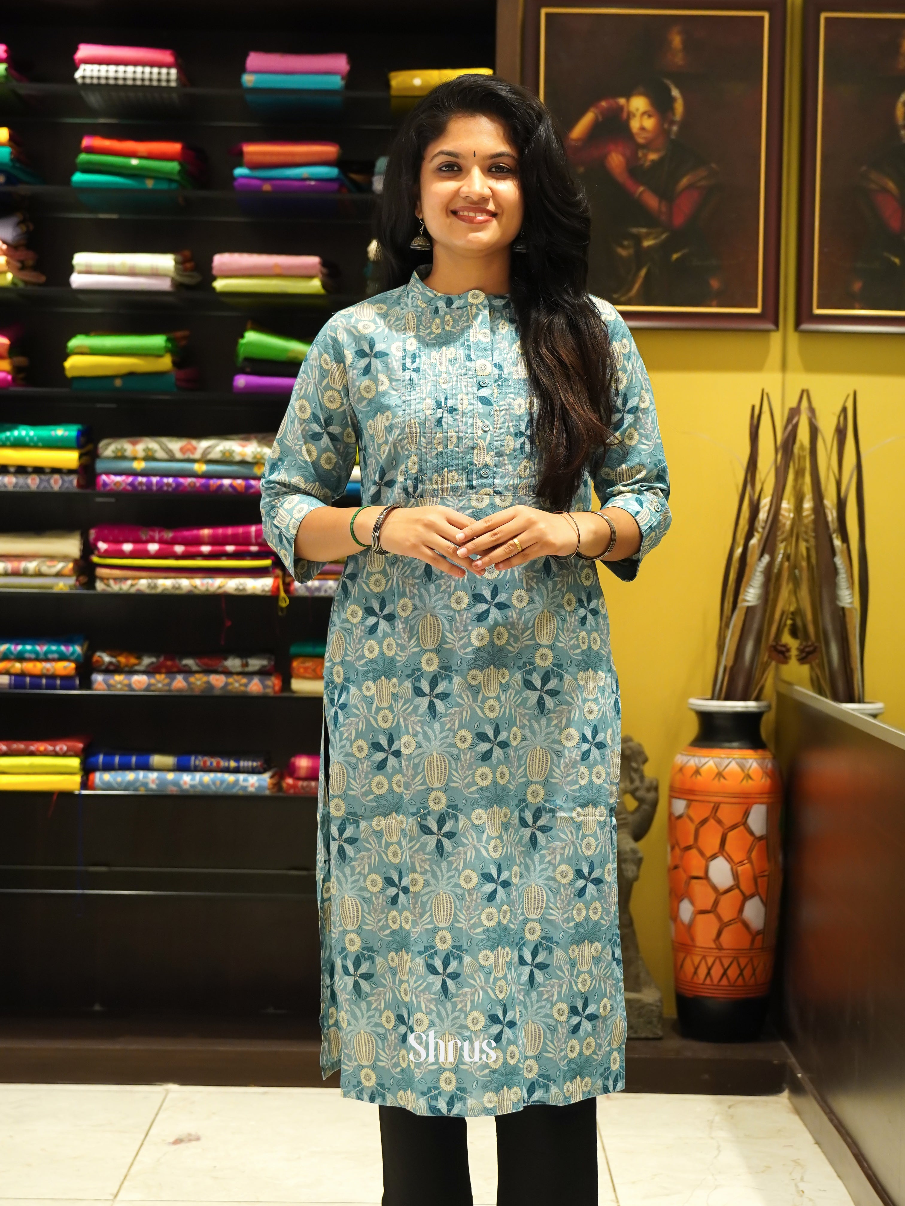 Grey - Readymade Kurti - Shop on ShrusEternity.com