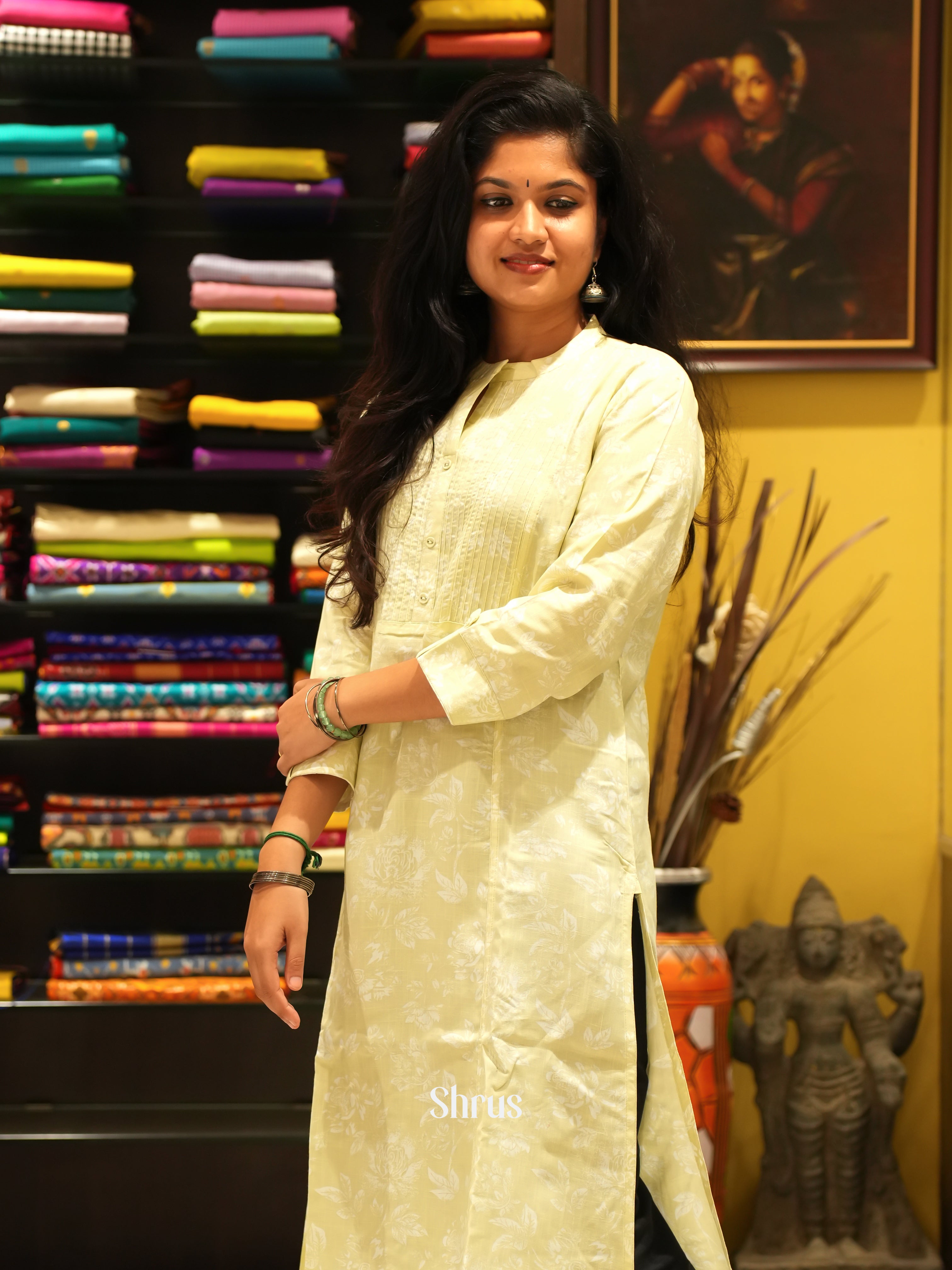 Light Yellow - Readymade Kurti - Shop on ShrusEternity.com