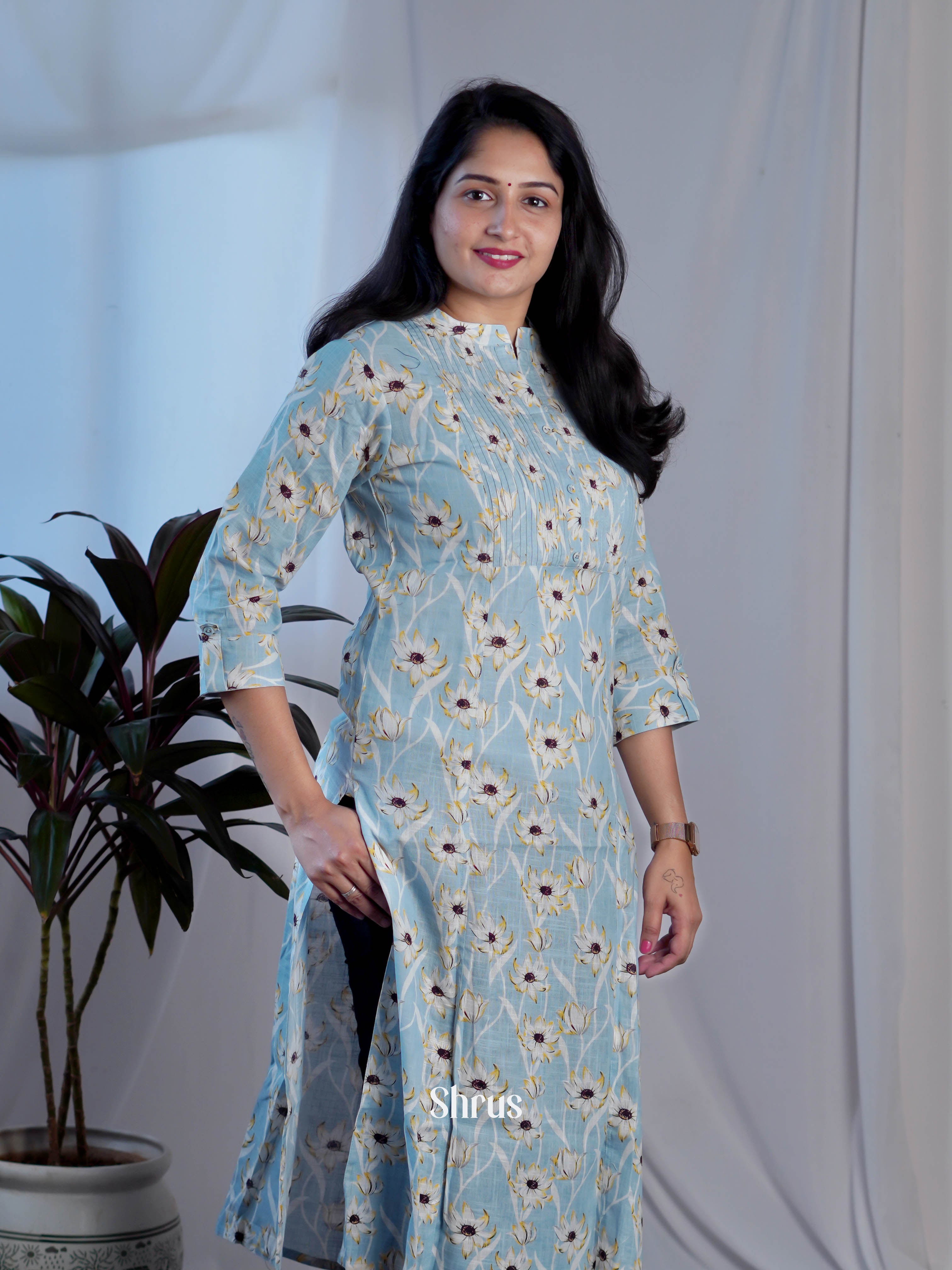 Grey - Readymade Kurti - Shop on ShrusEternity.com