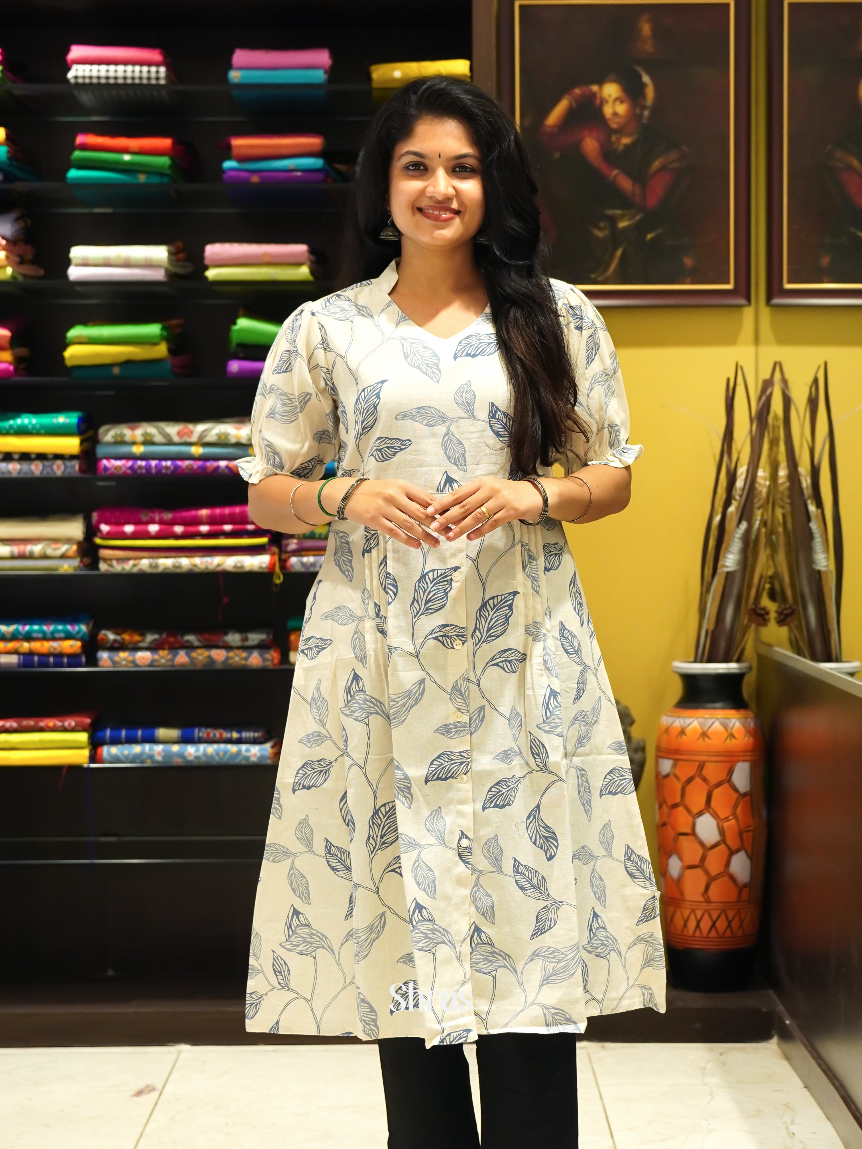 White & Blue - Readymade Kurti - Shop on ShrusEternity.com