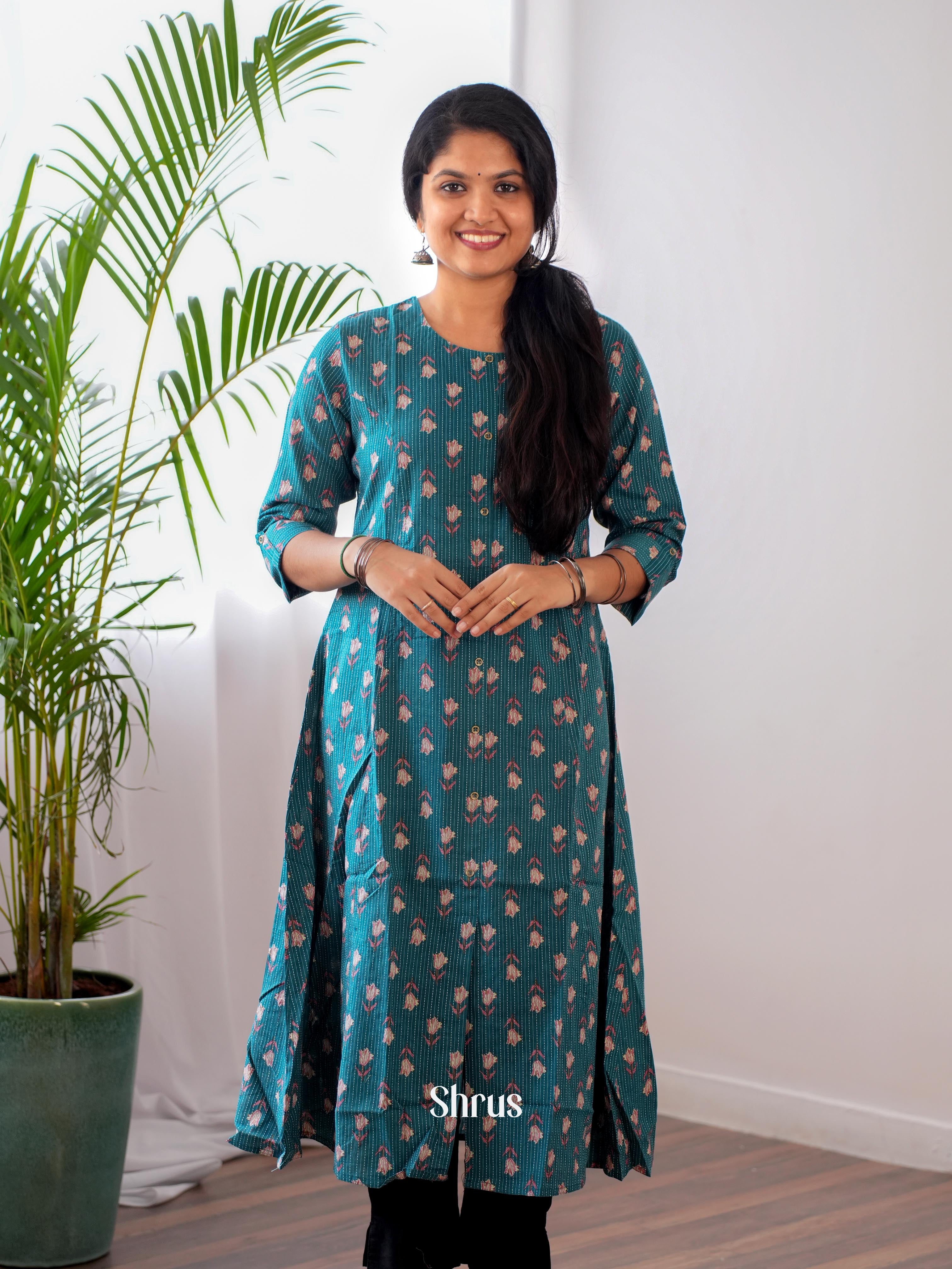 Green - Readymade Kurti - Shop on ShrusEternity.com