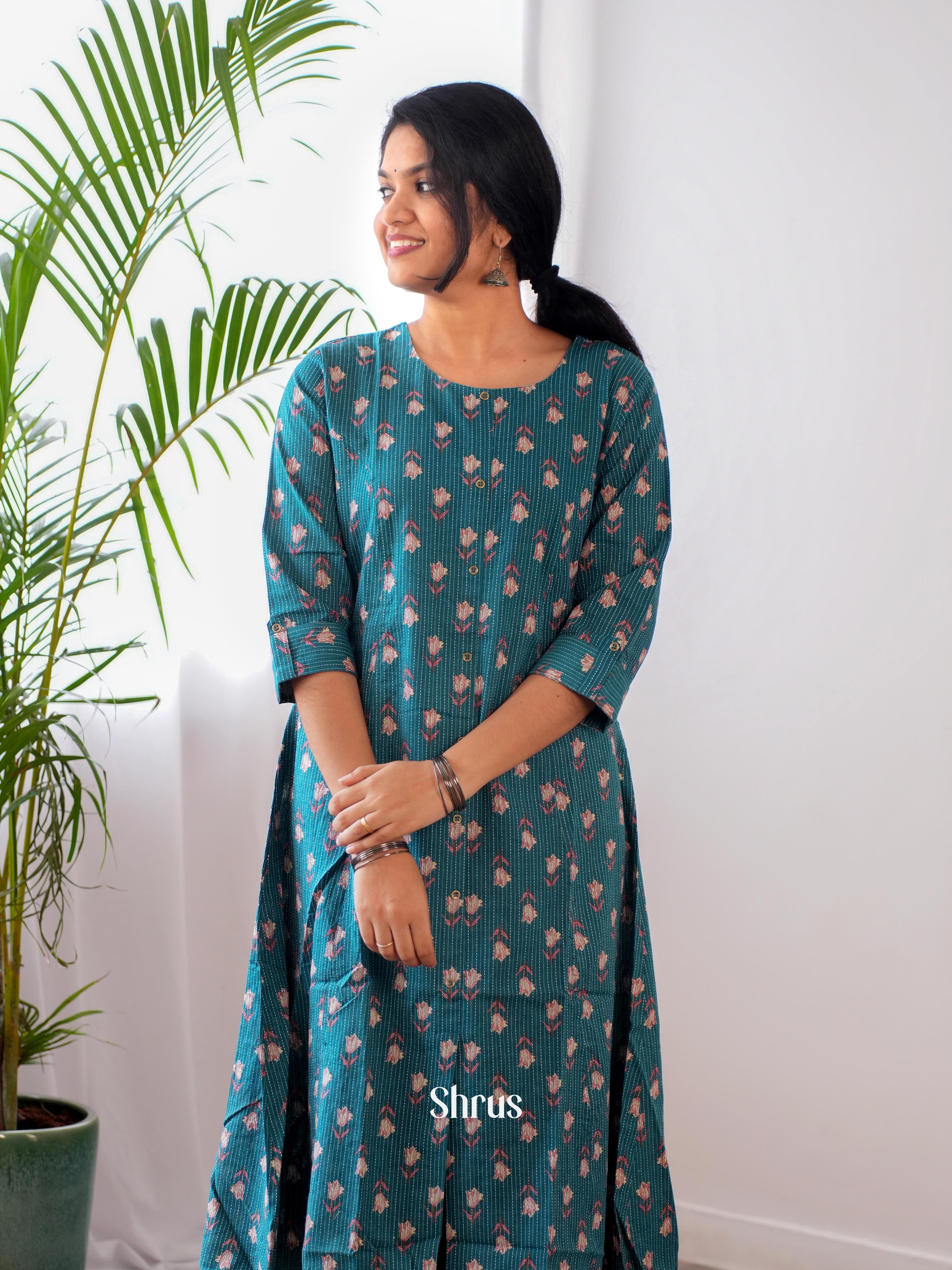 Green - Readymade Kurti - Shop on ShrusEternity.com
