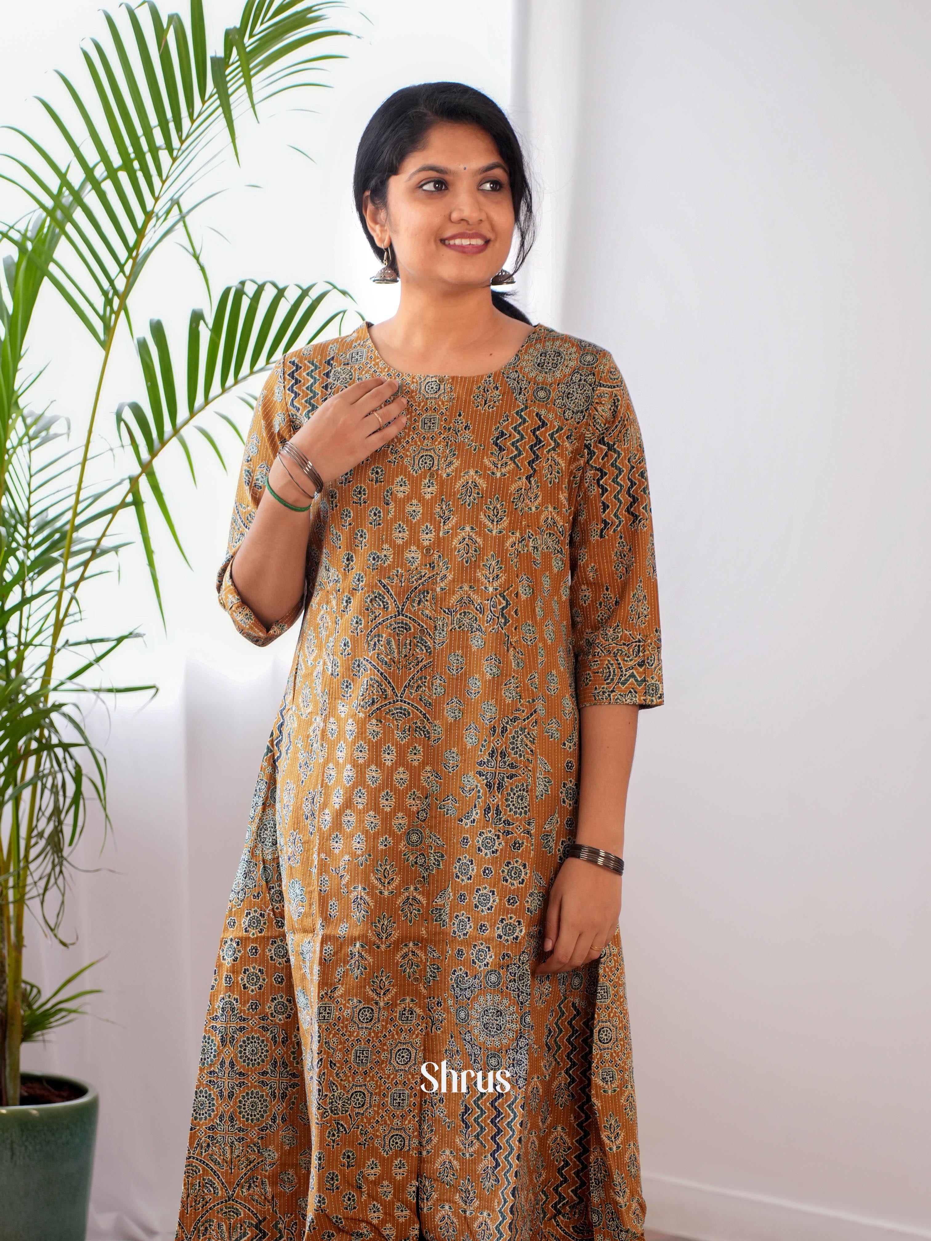 Golden Brown - Readymade Kurti - Shop on ShrusEternity.com