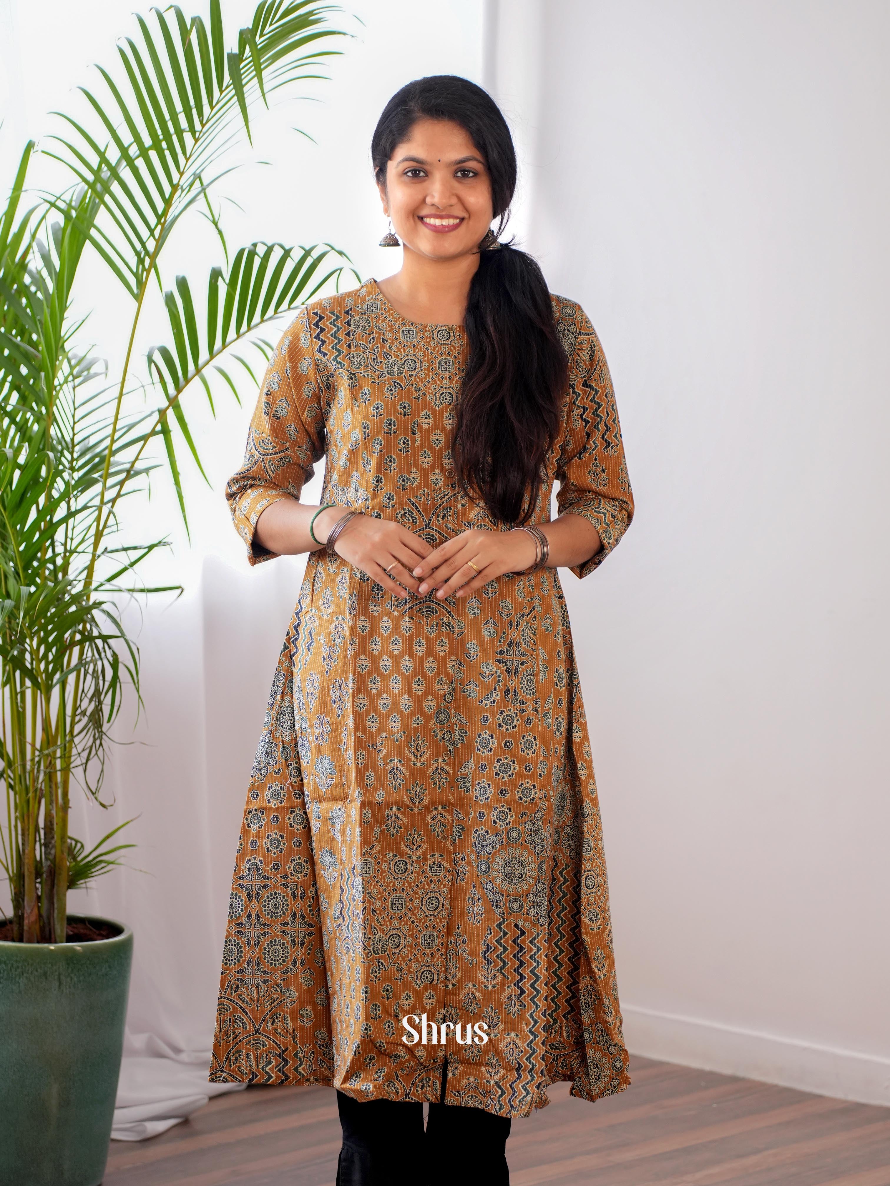 Golden Brown - Readymade Kurti - Shop on ShrusEternity.com