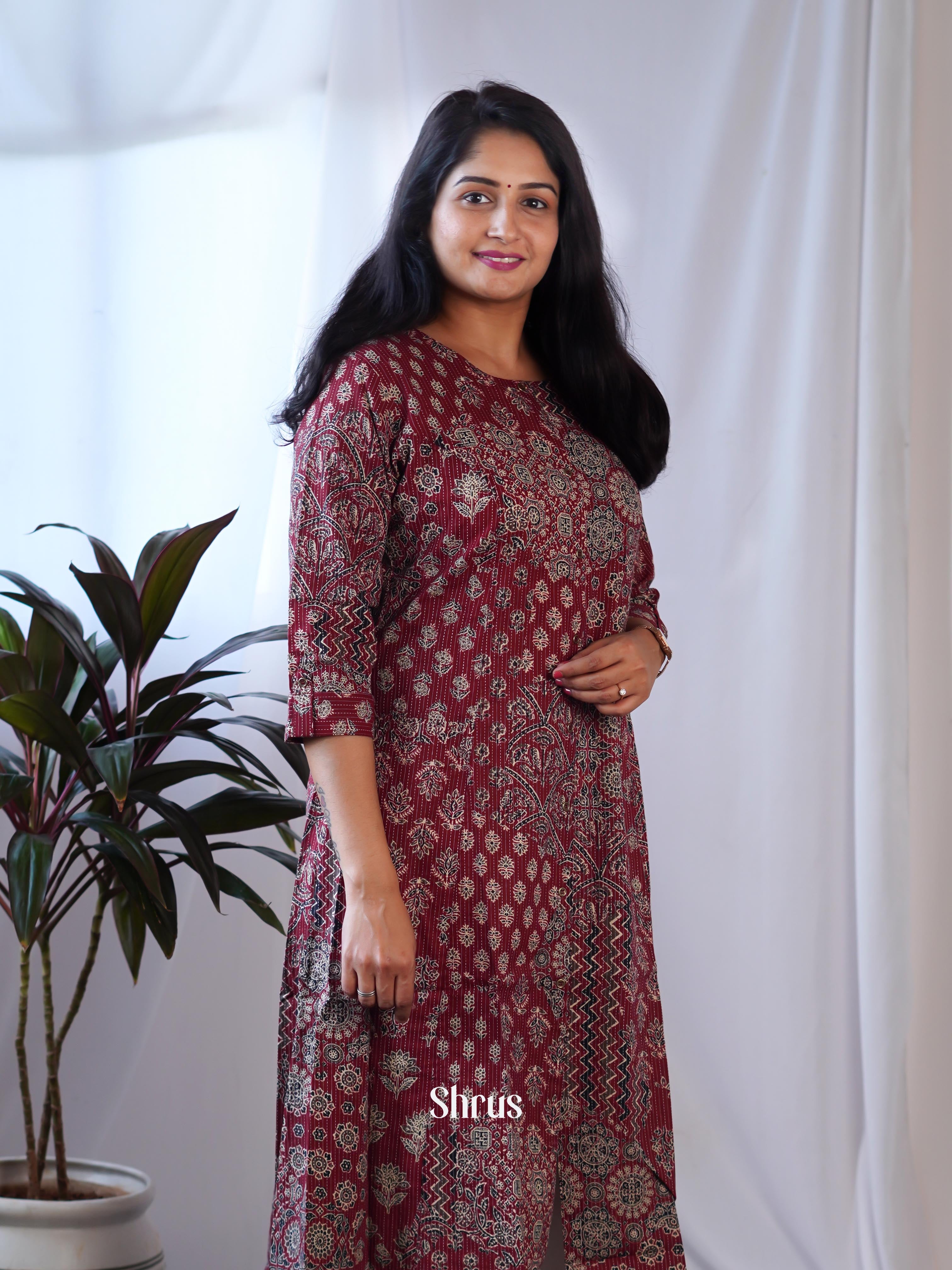 Maroon - Readymade kurti - Shop on ShrusEternity.com