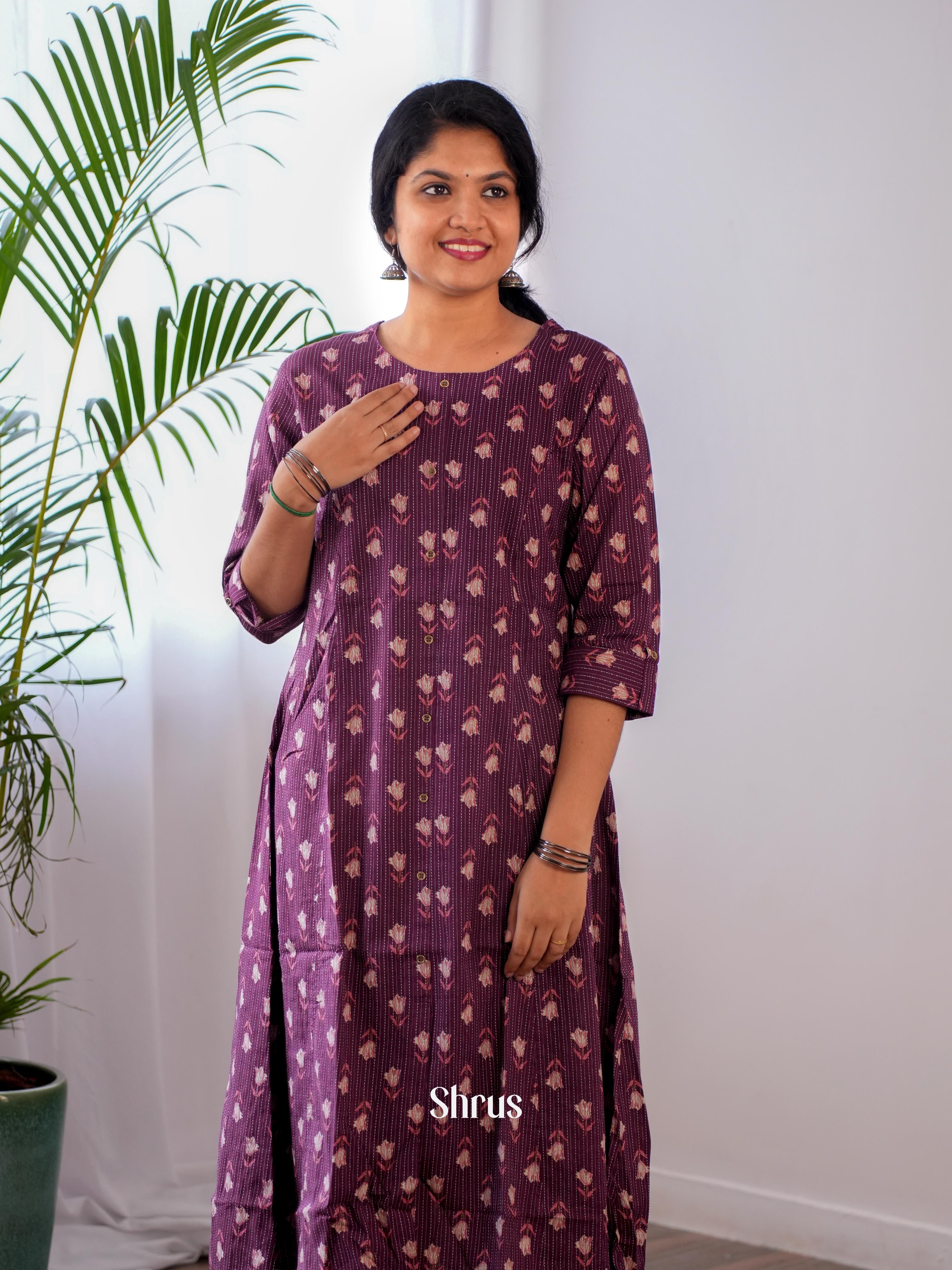 Purple - Readymade Kurti - Shop on ShrusEternity.com