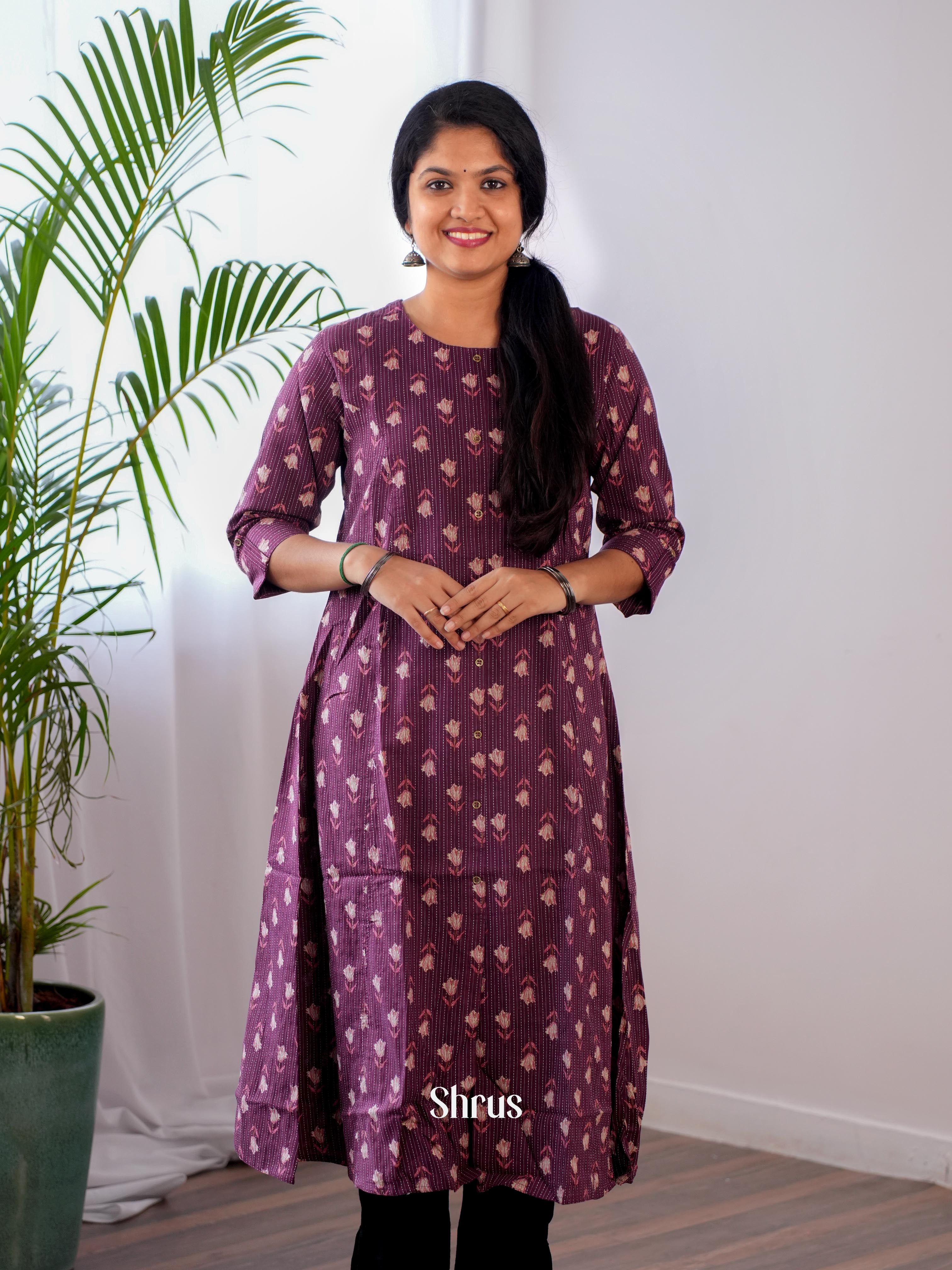 Purple - Readymade Kurti - Shop on ShrusEternity.com