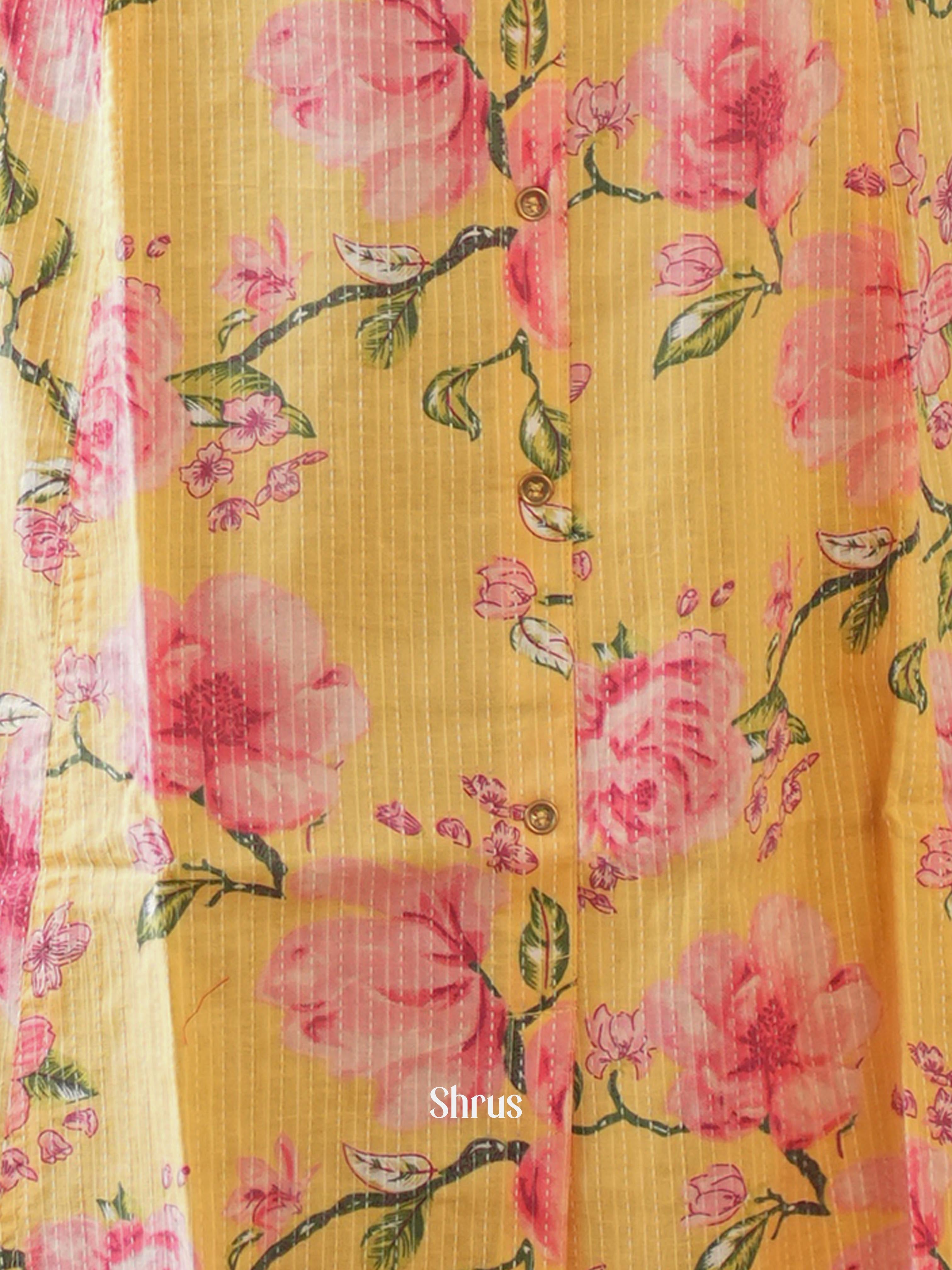 Yellow & Pink - Readymade Kurti - Shop on ShrusEternity.com
