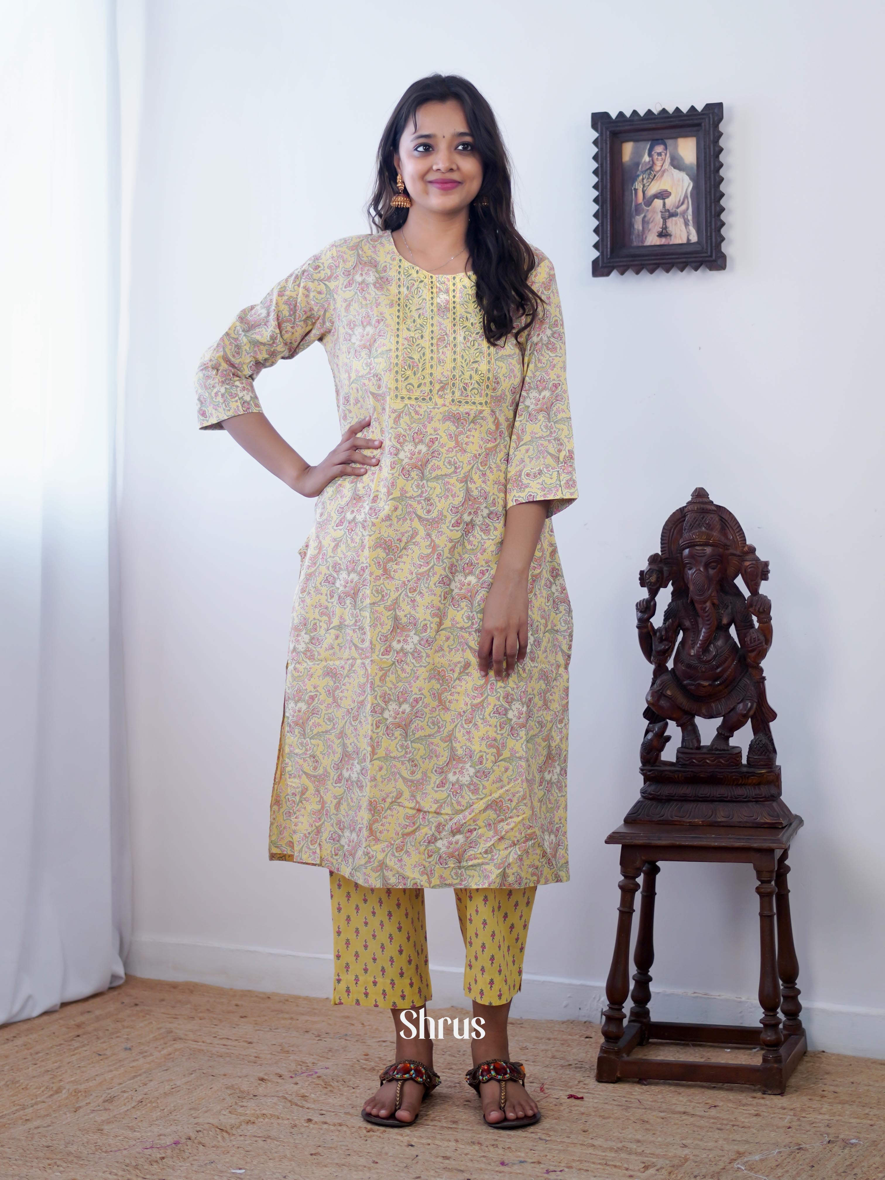 Yellow & purple - 2pc Casual Readymade Suits - Shop on ShrusEternity.com
