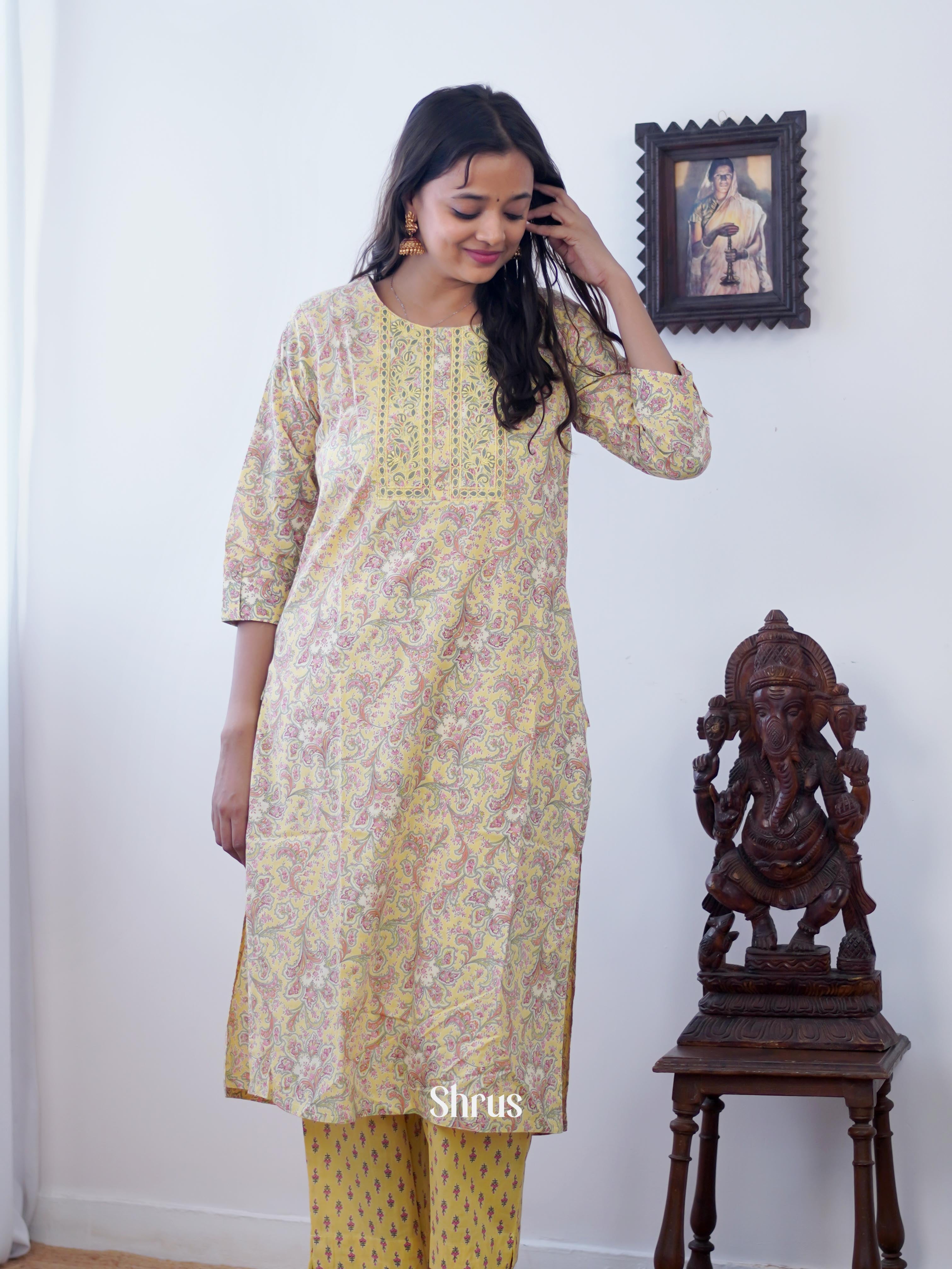 Yellow & purple - 2pc Casual Readymade Suits - Shop on ShrusEternity.com