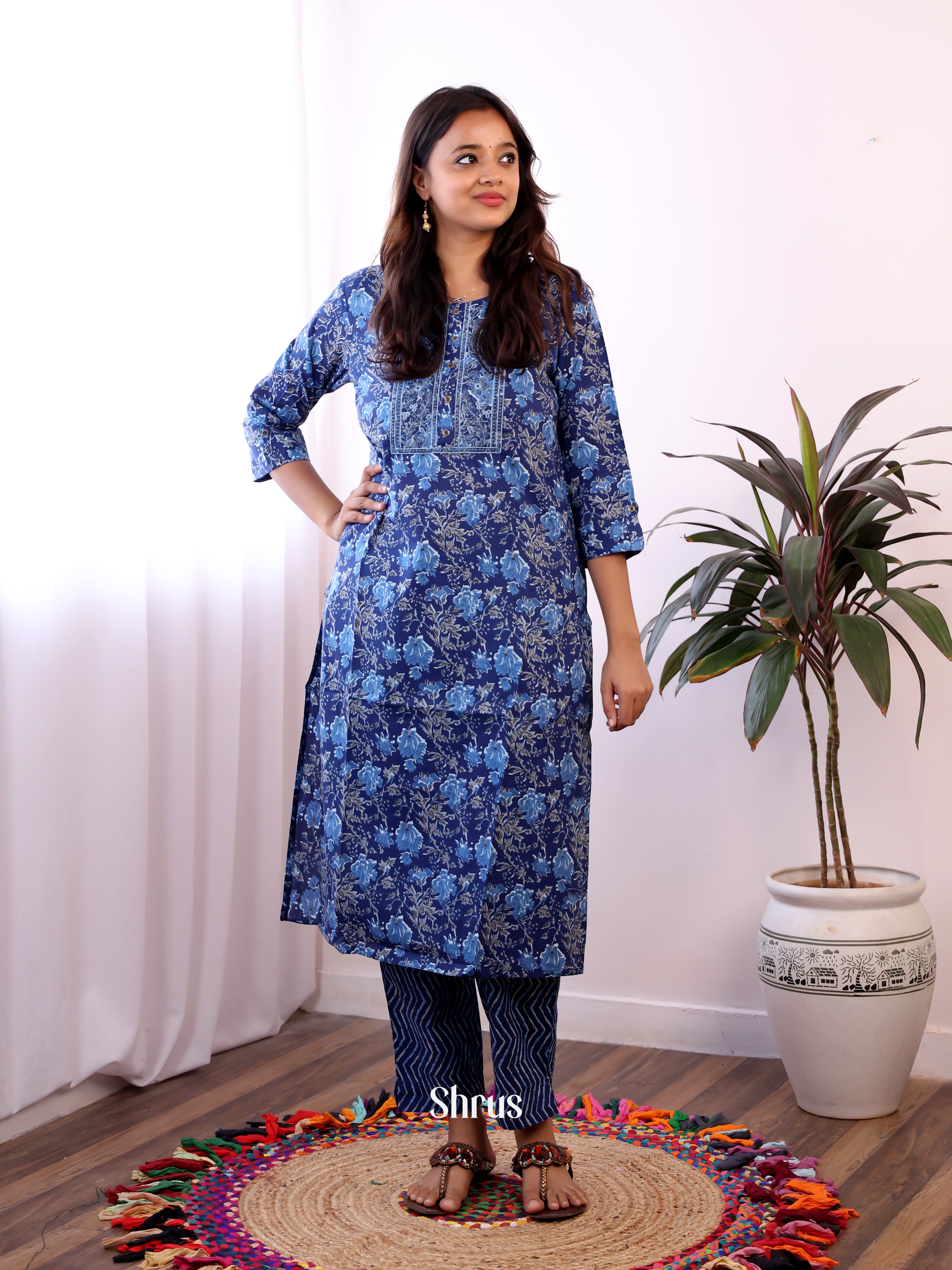 Blue -2pc Readymade Suits - Shop on ShrusEternity.com