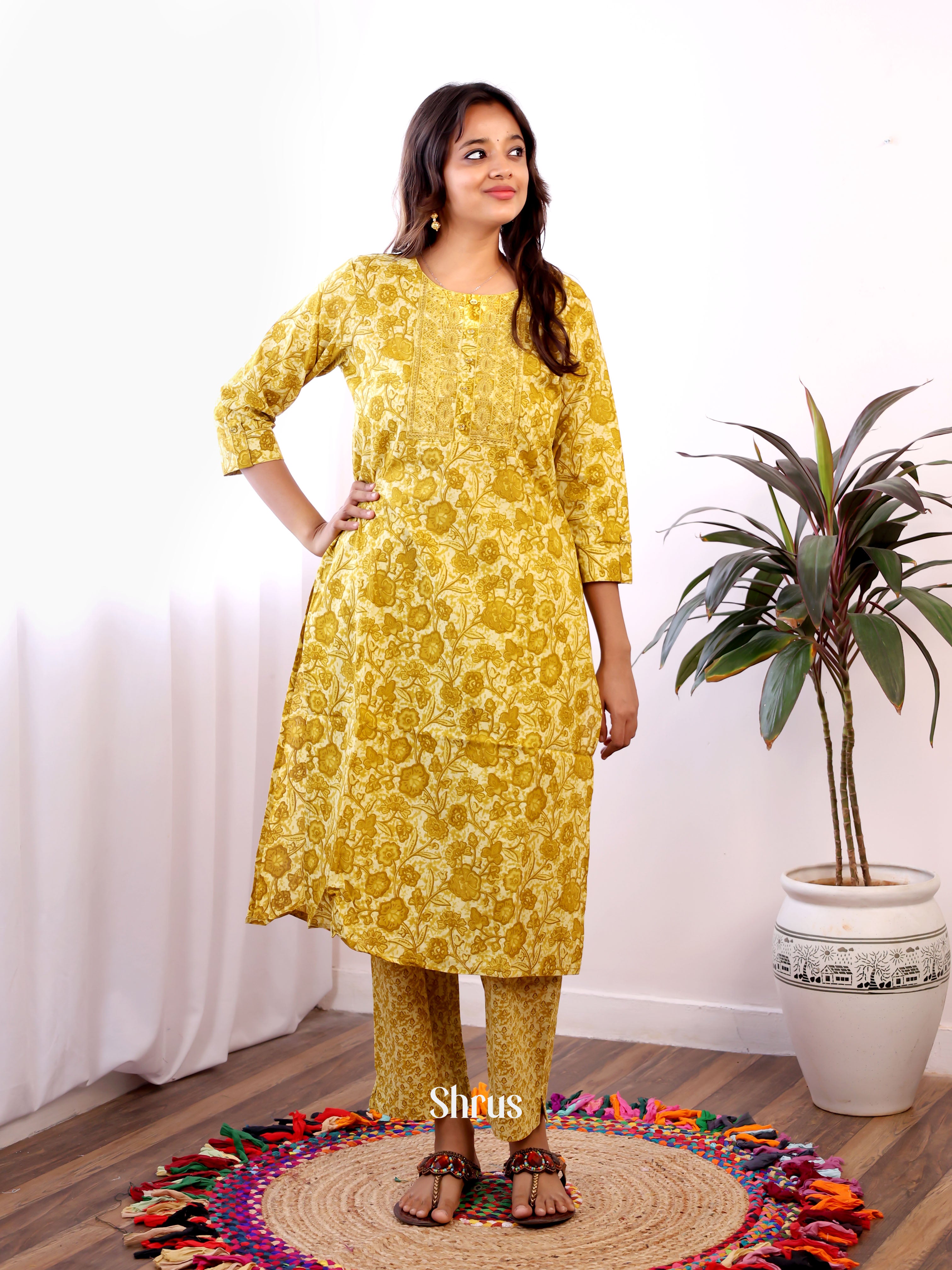 Yellow- casual 2pc Readymade Suits - Shop on ShrusEternity.com