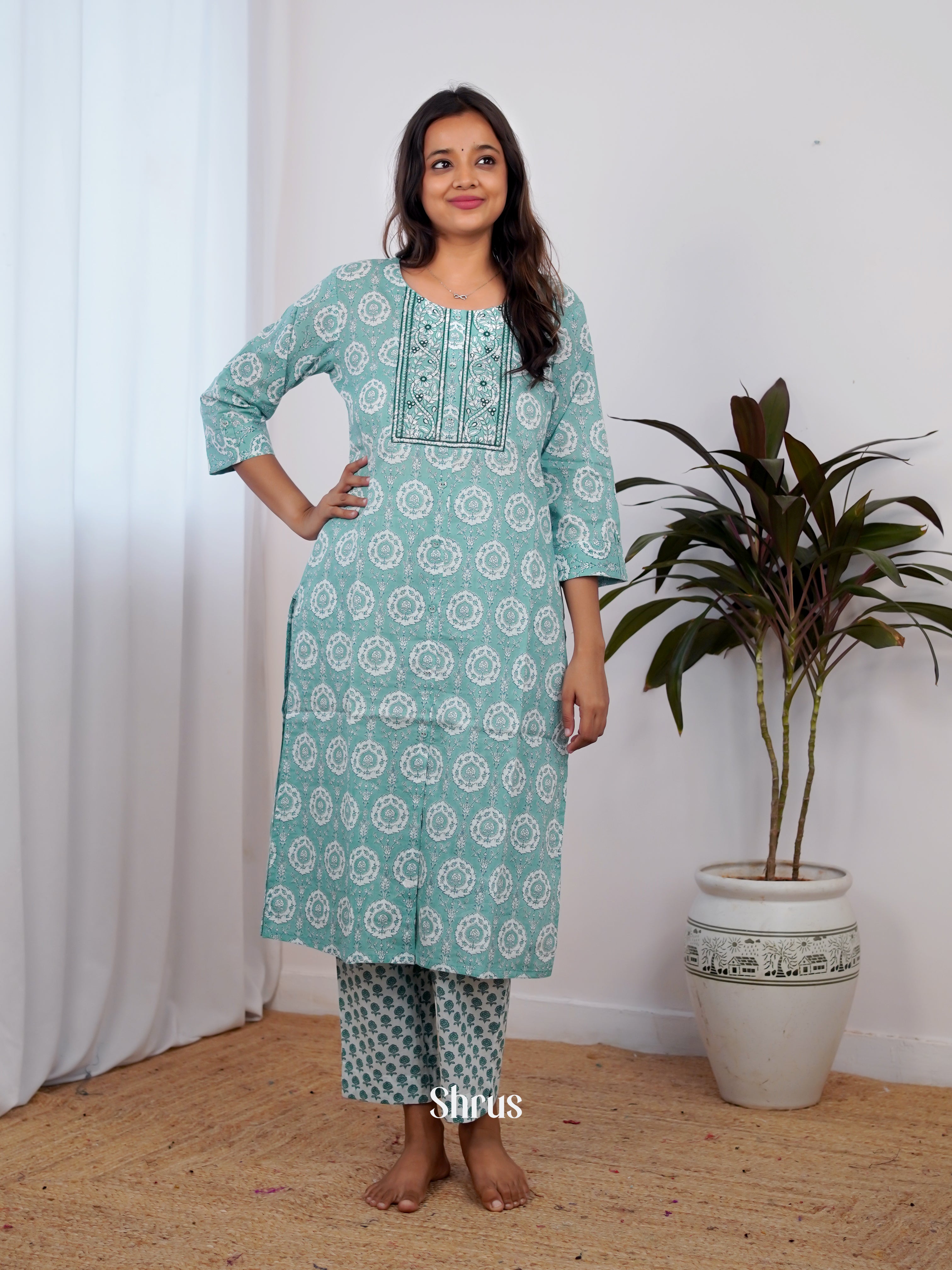 Teal - 2pc Casual Readymade Suits - Shop on ShrusEternity.com