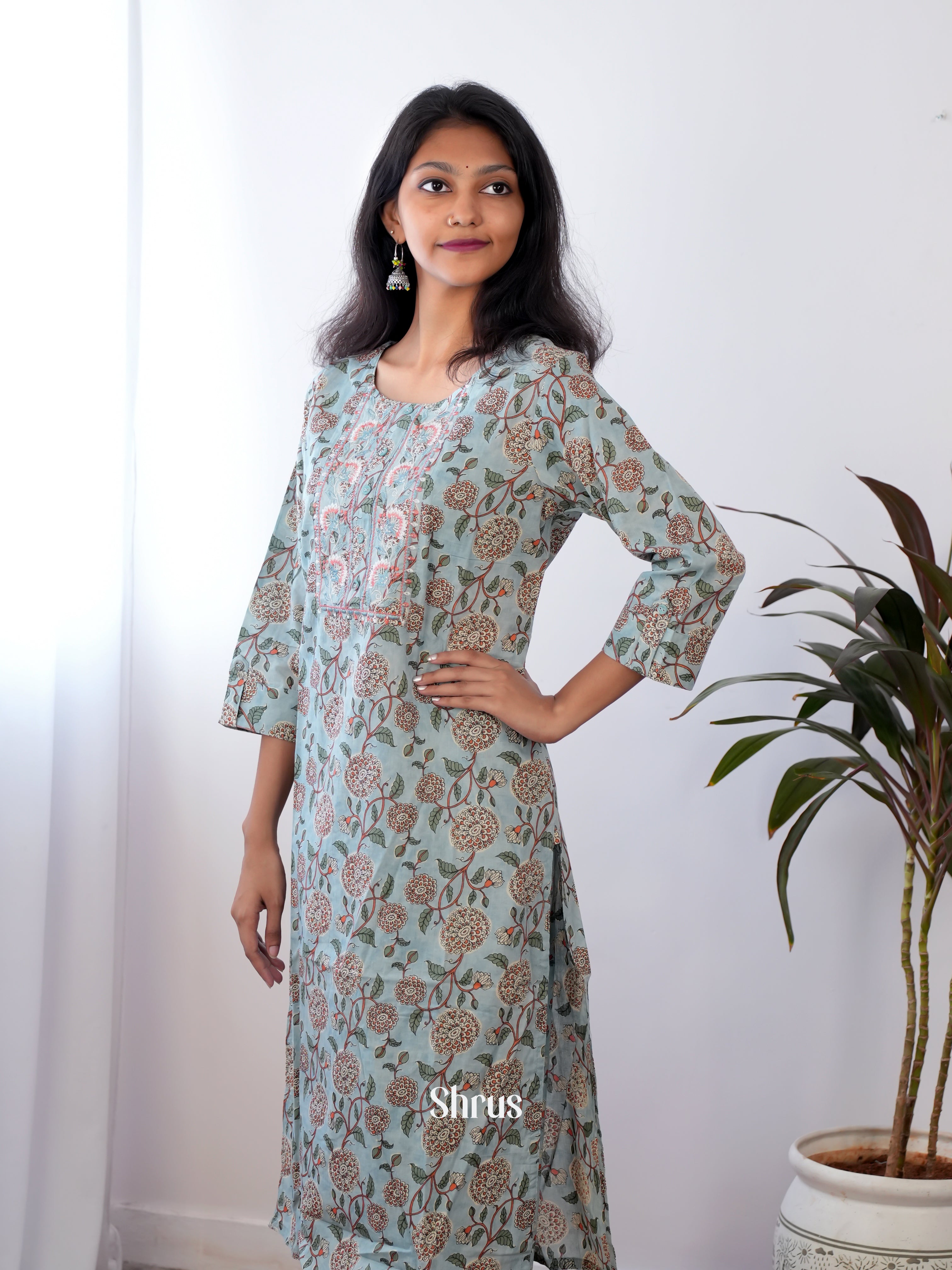 Grey - 2pc printed Readymade Suits - Shop on ShrusEternity.com