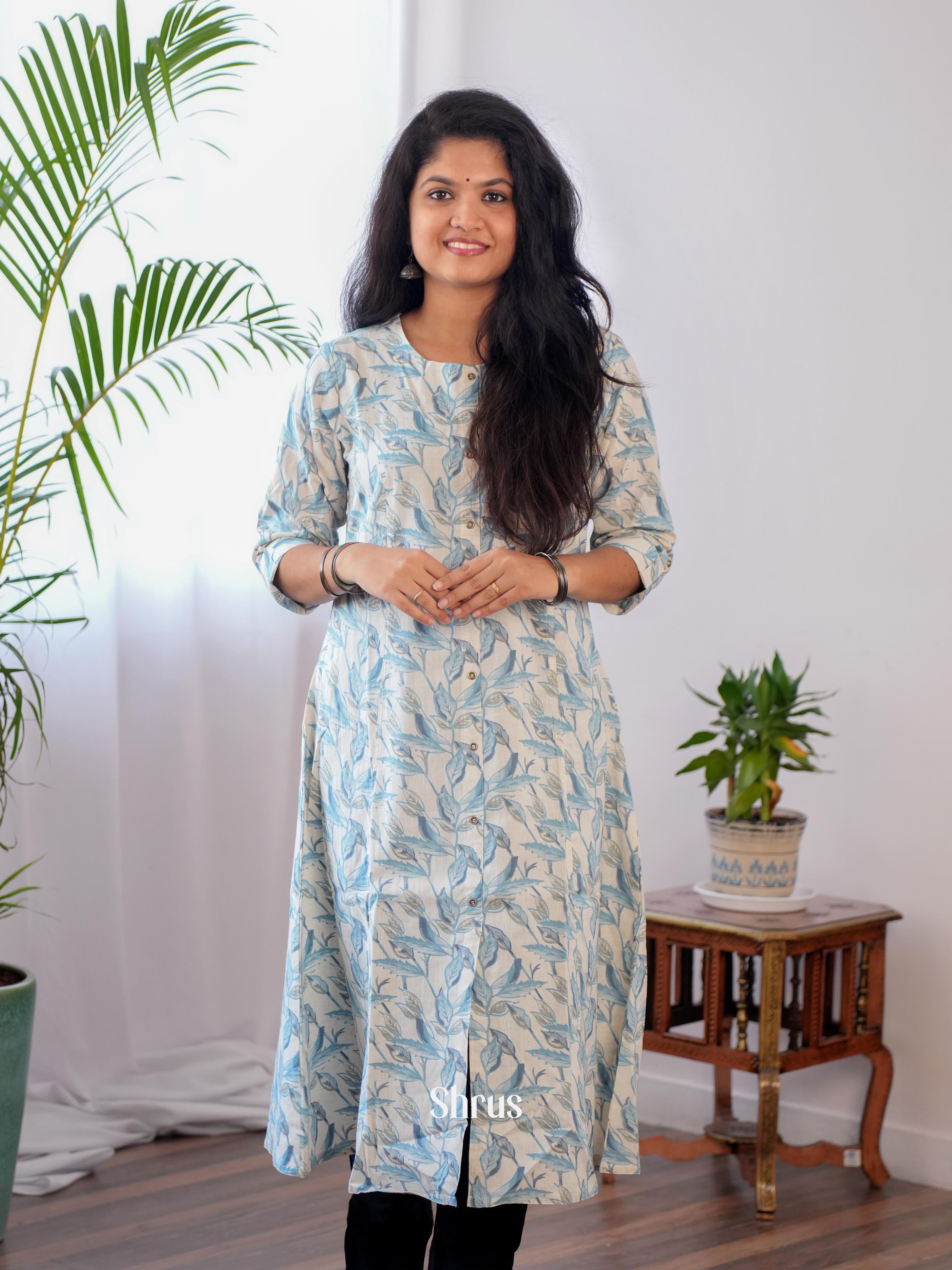 White & Blue - Readymade kurti - Shop on ShrusEternity.com