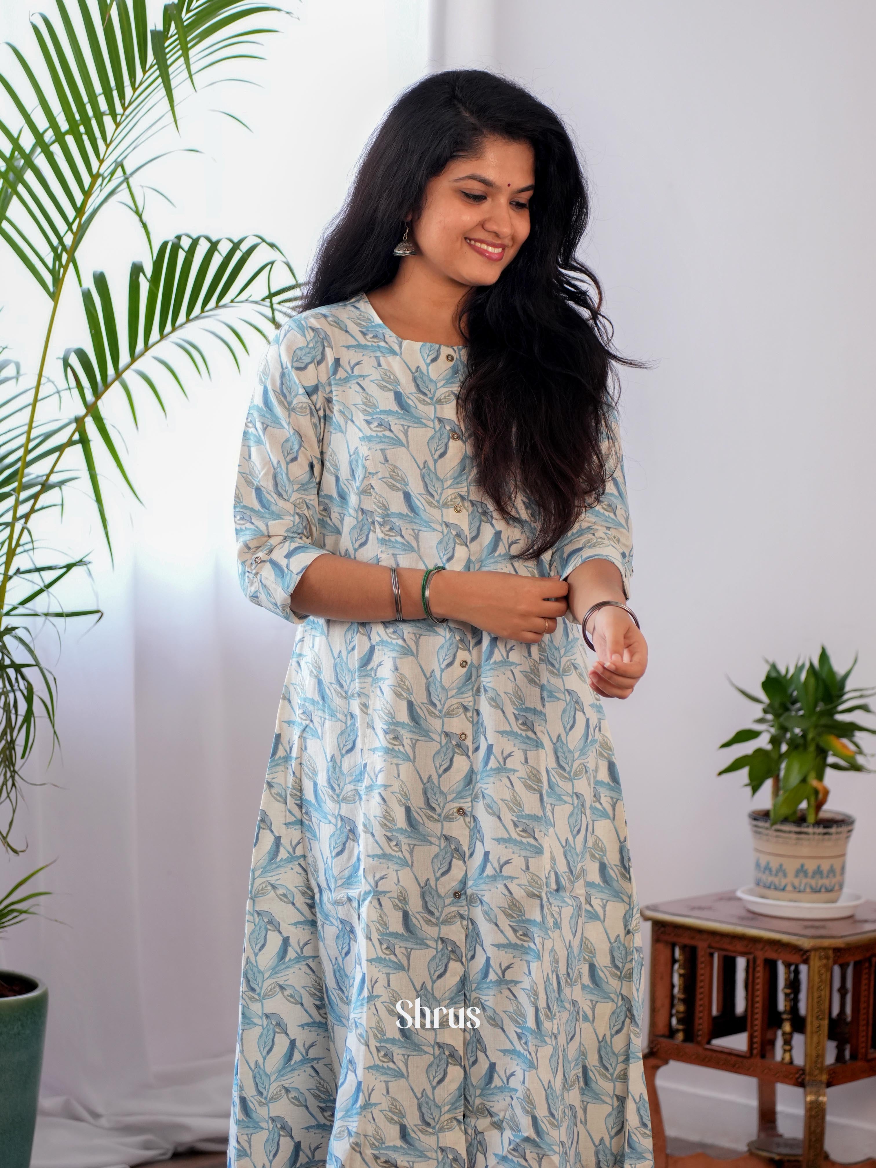 White & Blue - Readymade kurti - Shop on ShrusEternity.com