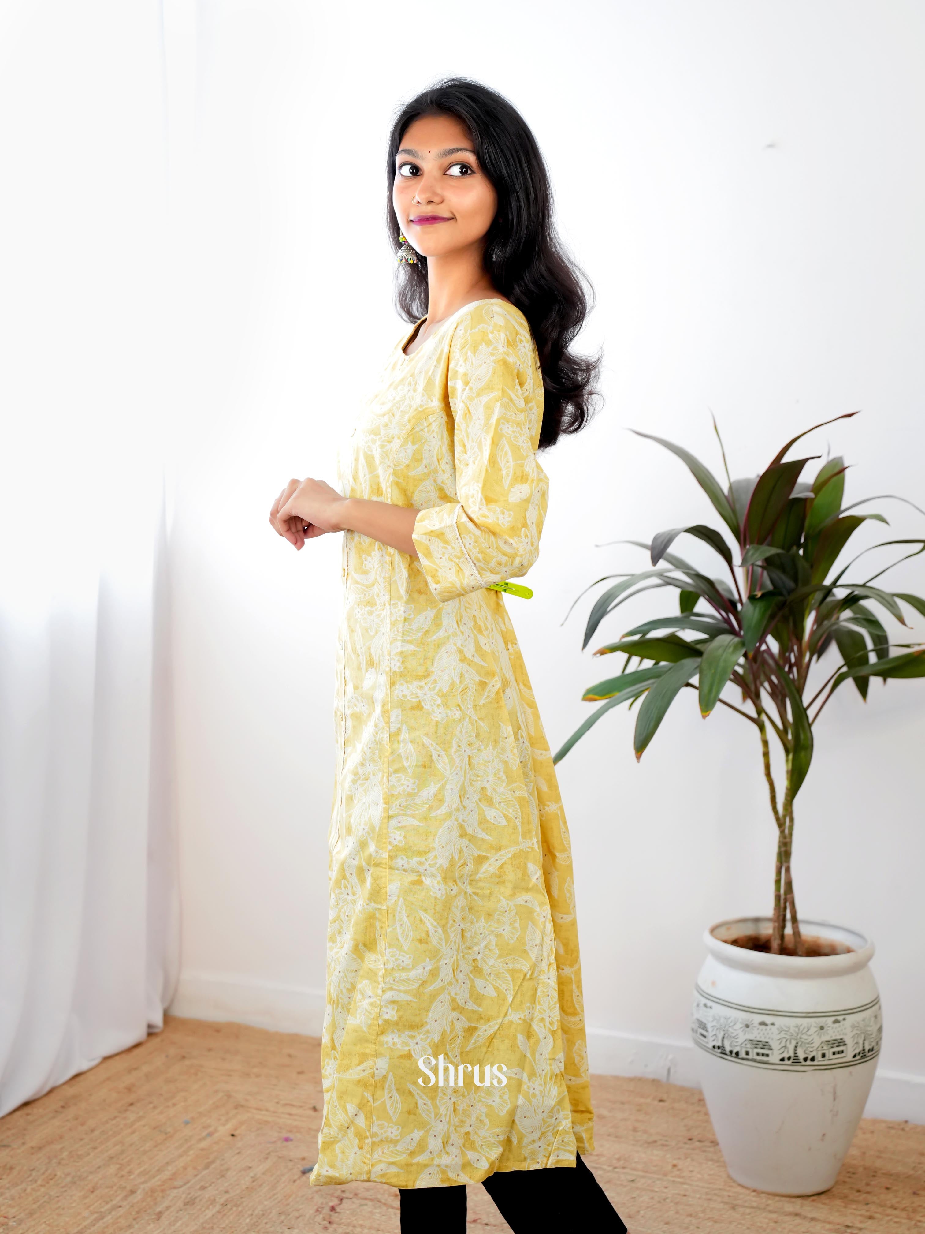 Yellow - Readymade kurti - Shop on ShrusEternity.com