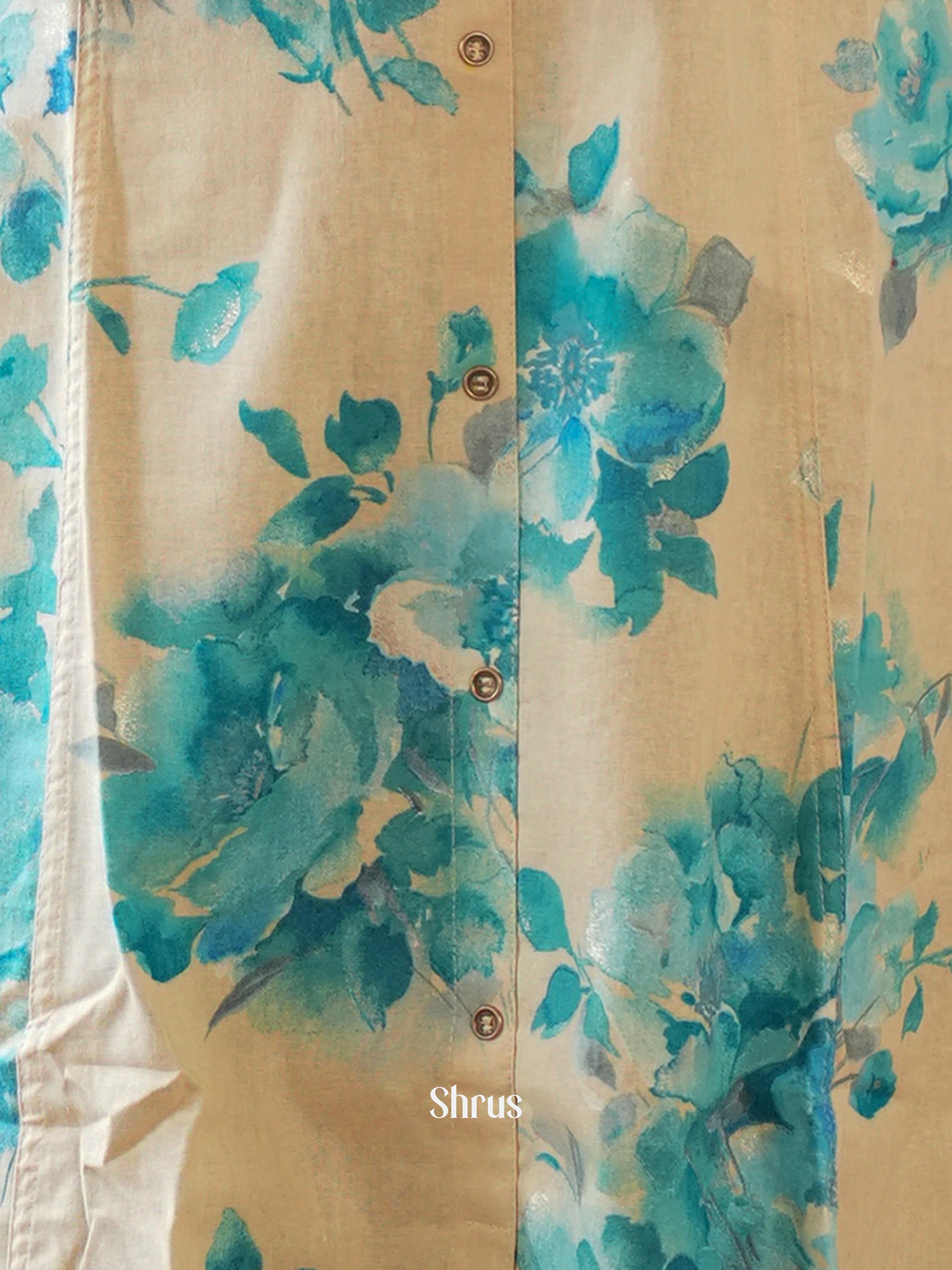 Cream & Blue - Readymade Kurti - Shop on ShrusEternity.com