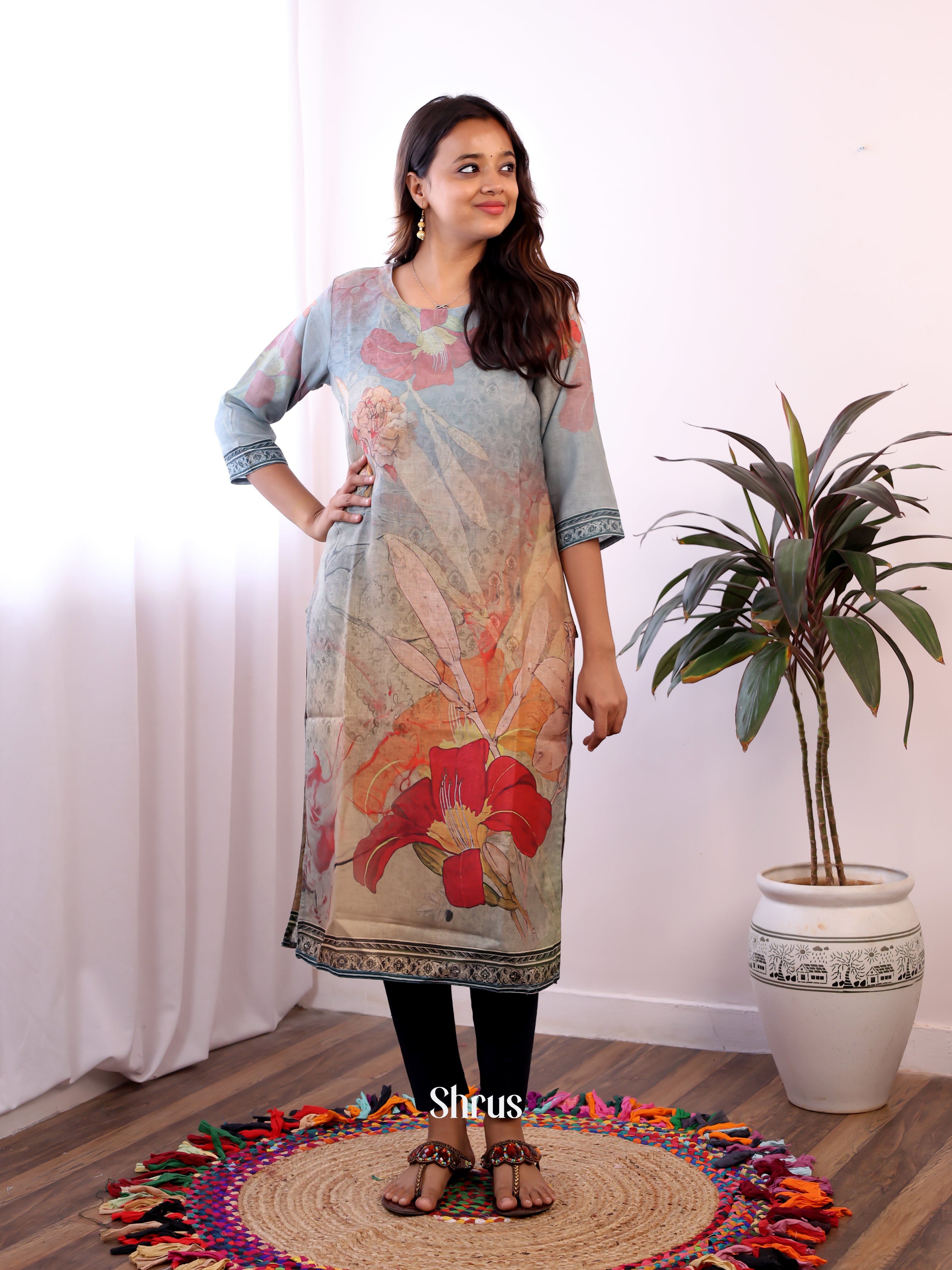 Grey - Readymade kurti - Shop on ShrusEternity.com