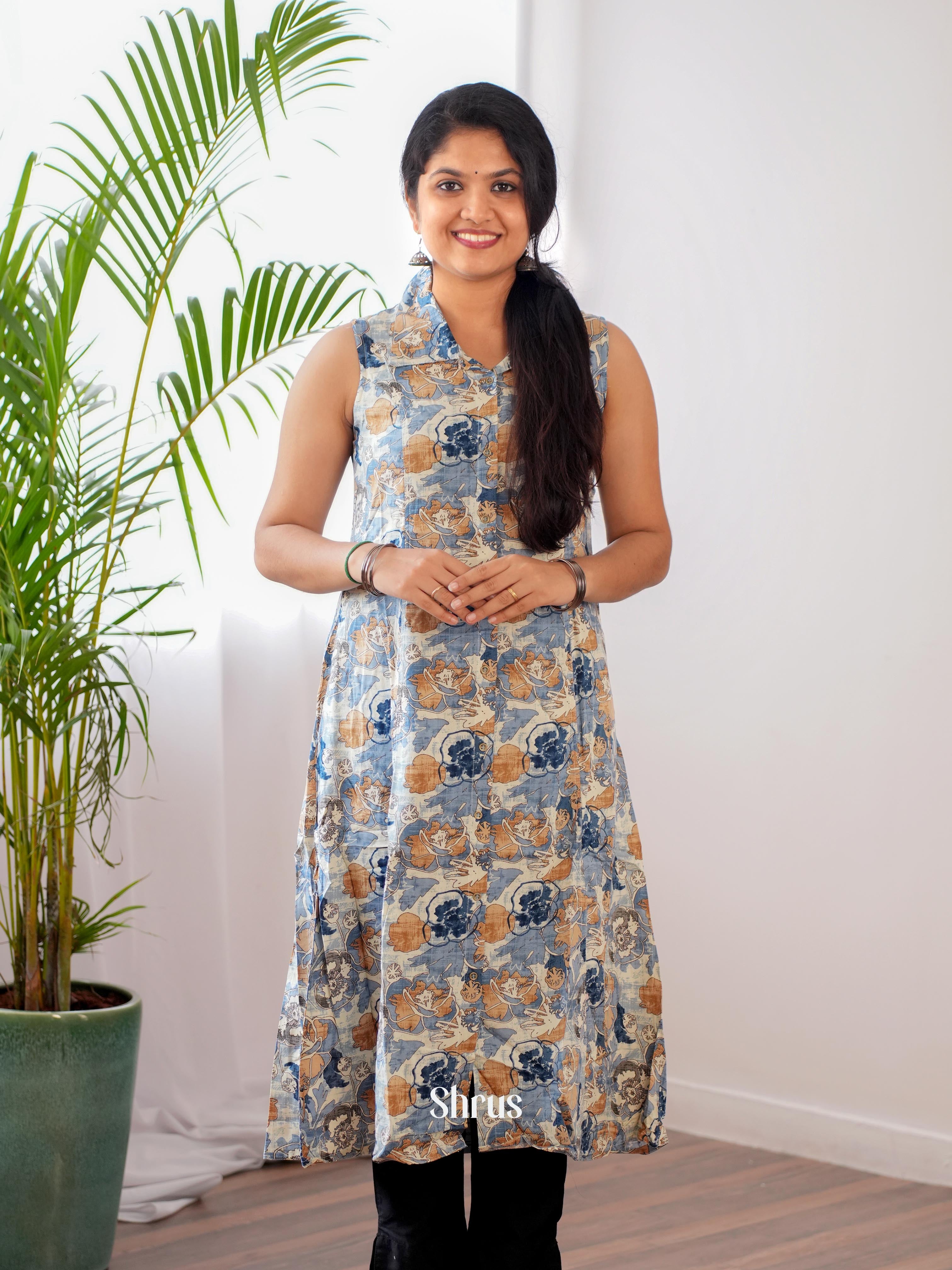 Grey - Readymade Kurti - Shop on ShrusEternity.com