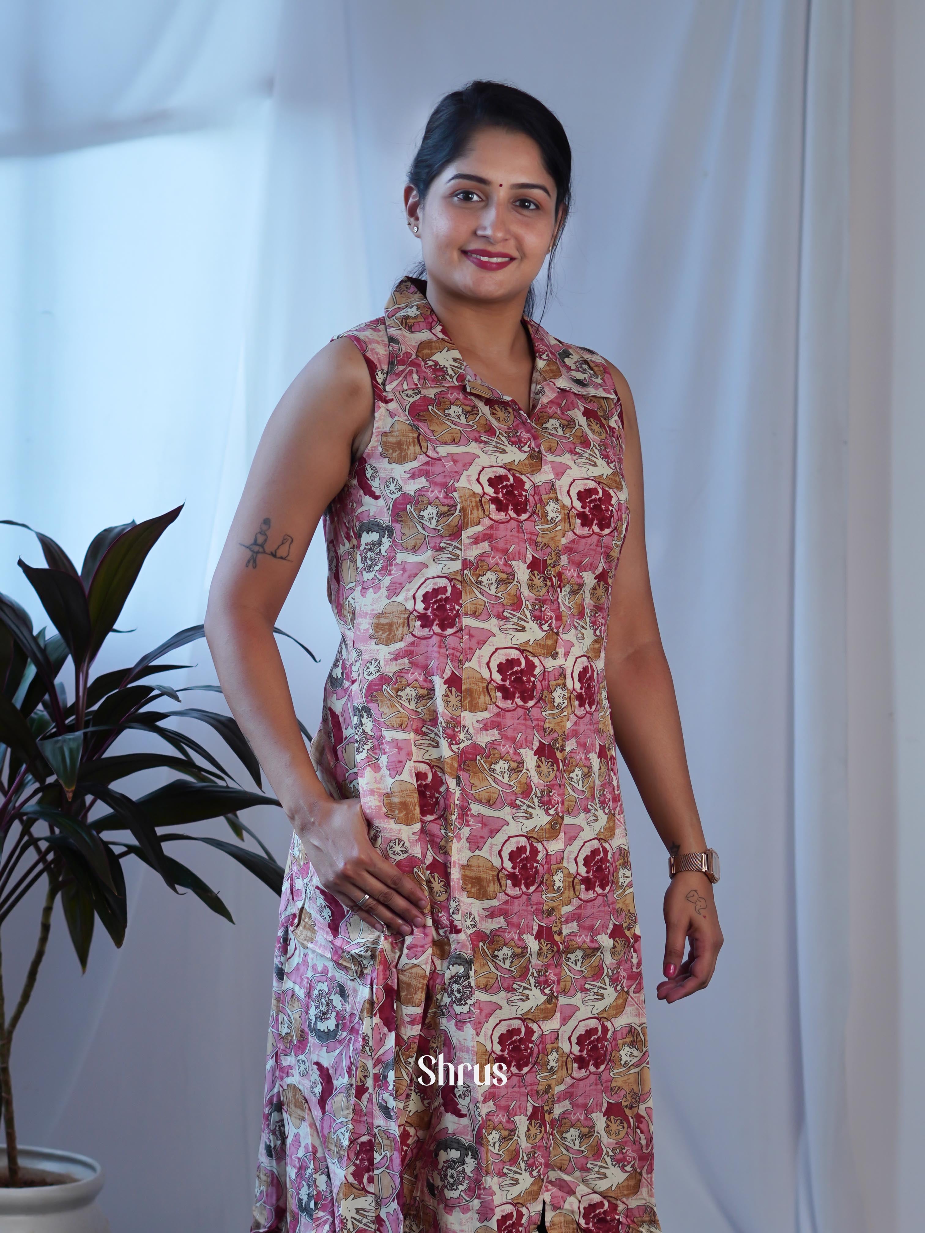 Cream & Pink - Readymade Kurti - Shop on ShrusEternity.com