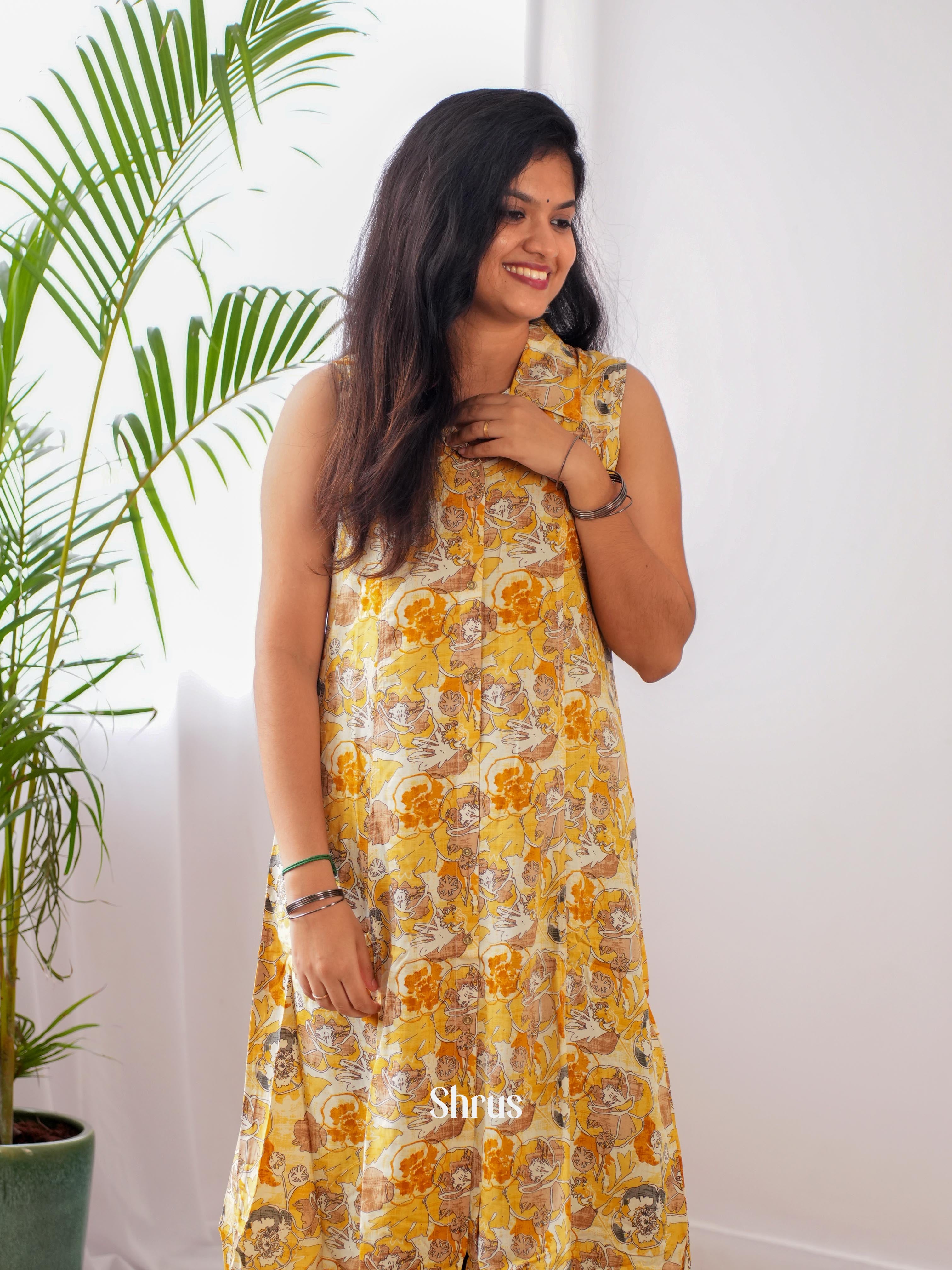 Yellow - Readymade Kurti - Shop on ShrusEternity.com