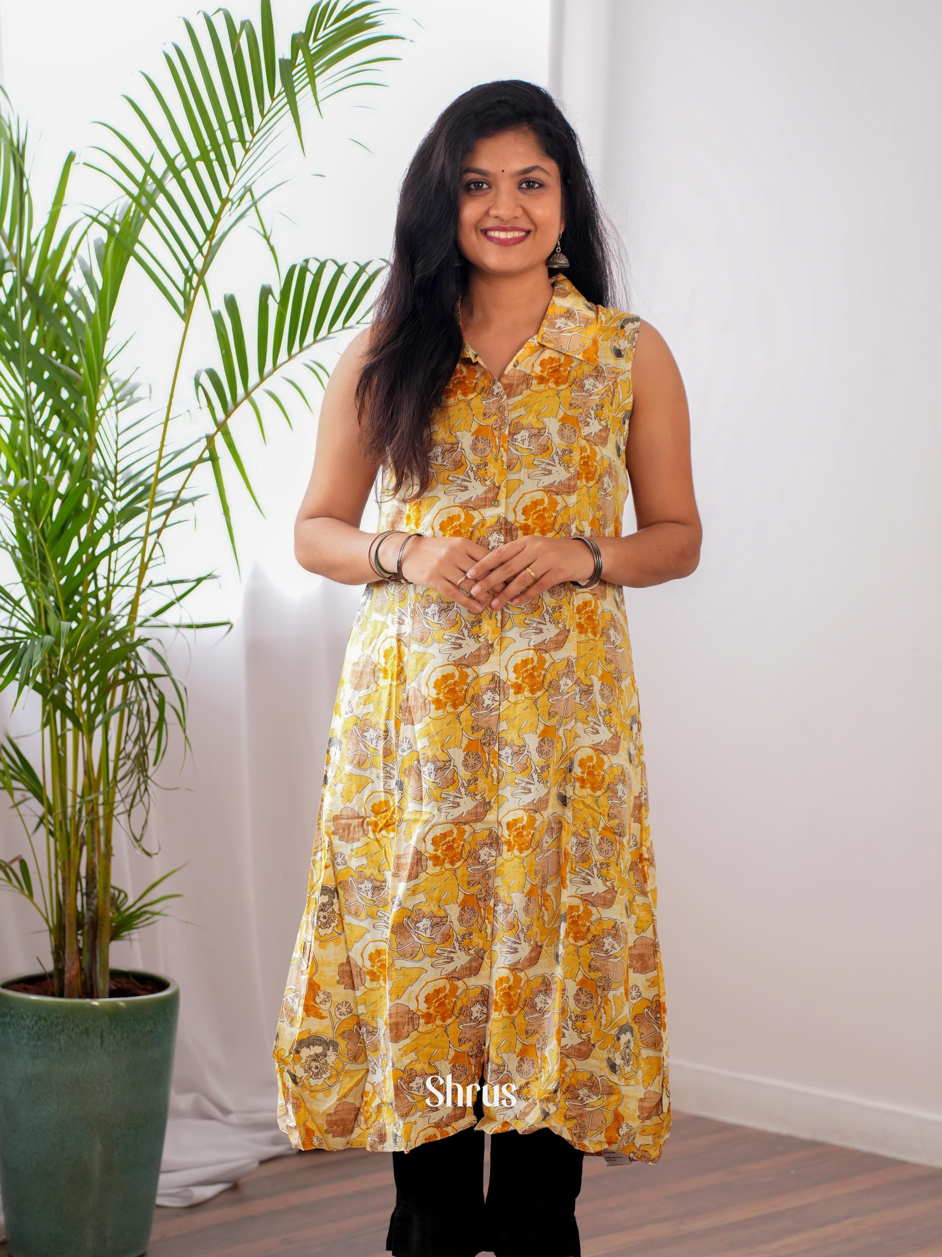 Yellow - Readymade Kurti - Shop on ShrusEternity.com