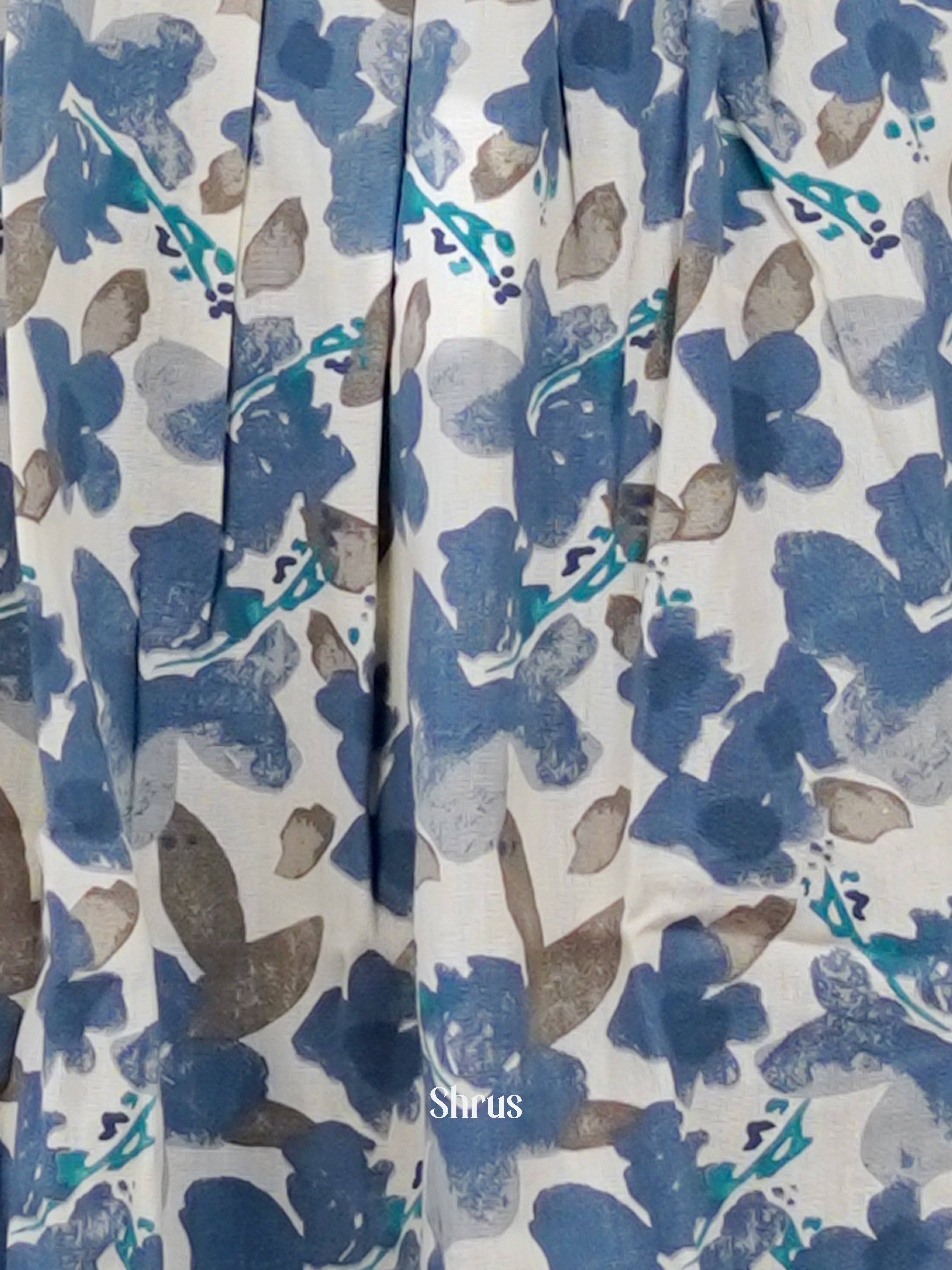 Cream & Blue - Readymade Kurti - Shop on ShrusEternity.com