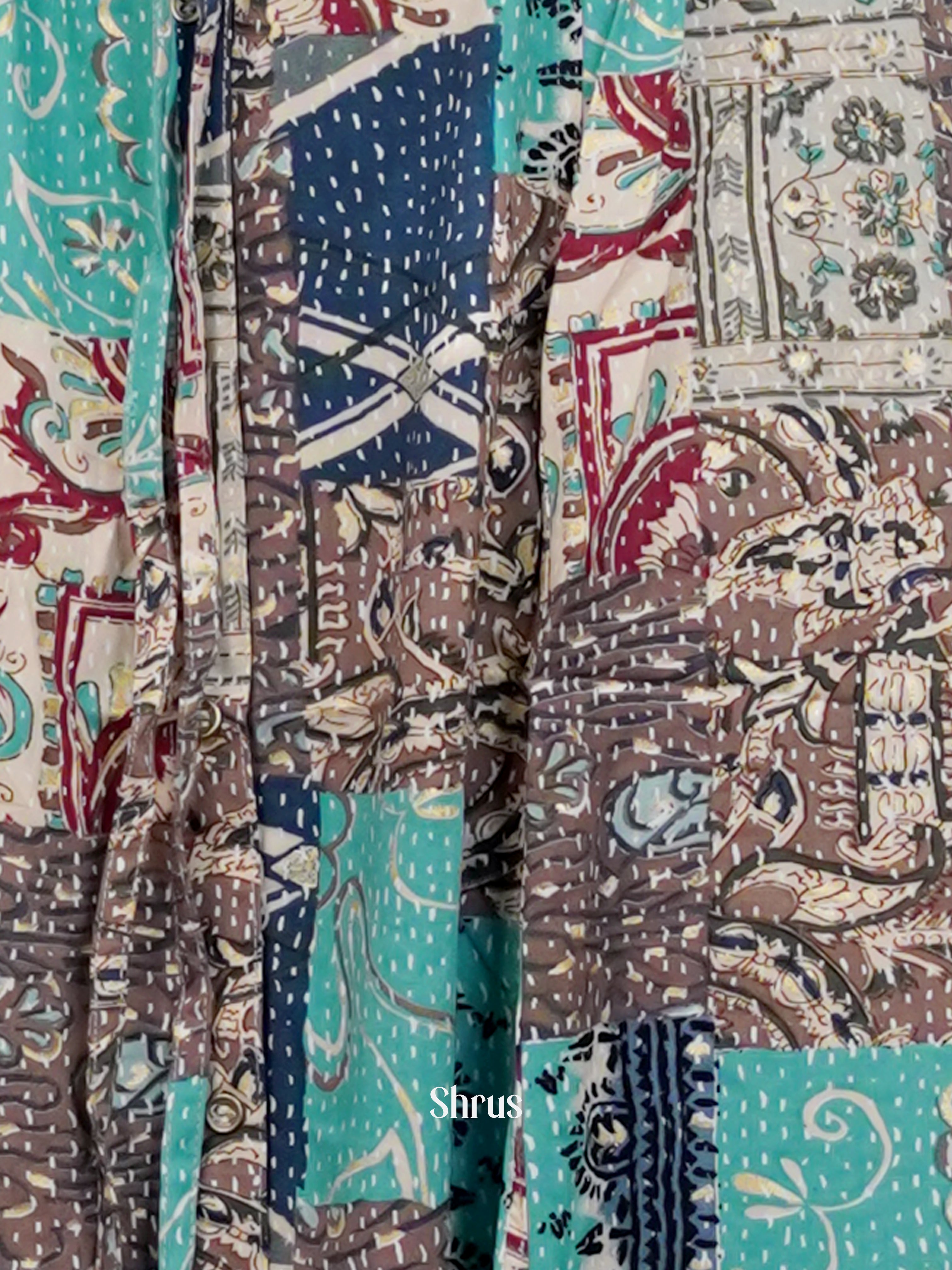 Grey & Teal - Readymade Kurti - Shop on ShrusEternity.com