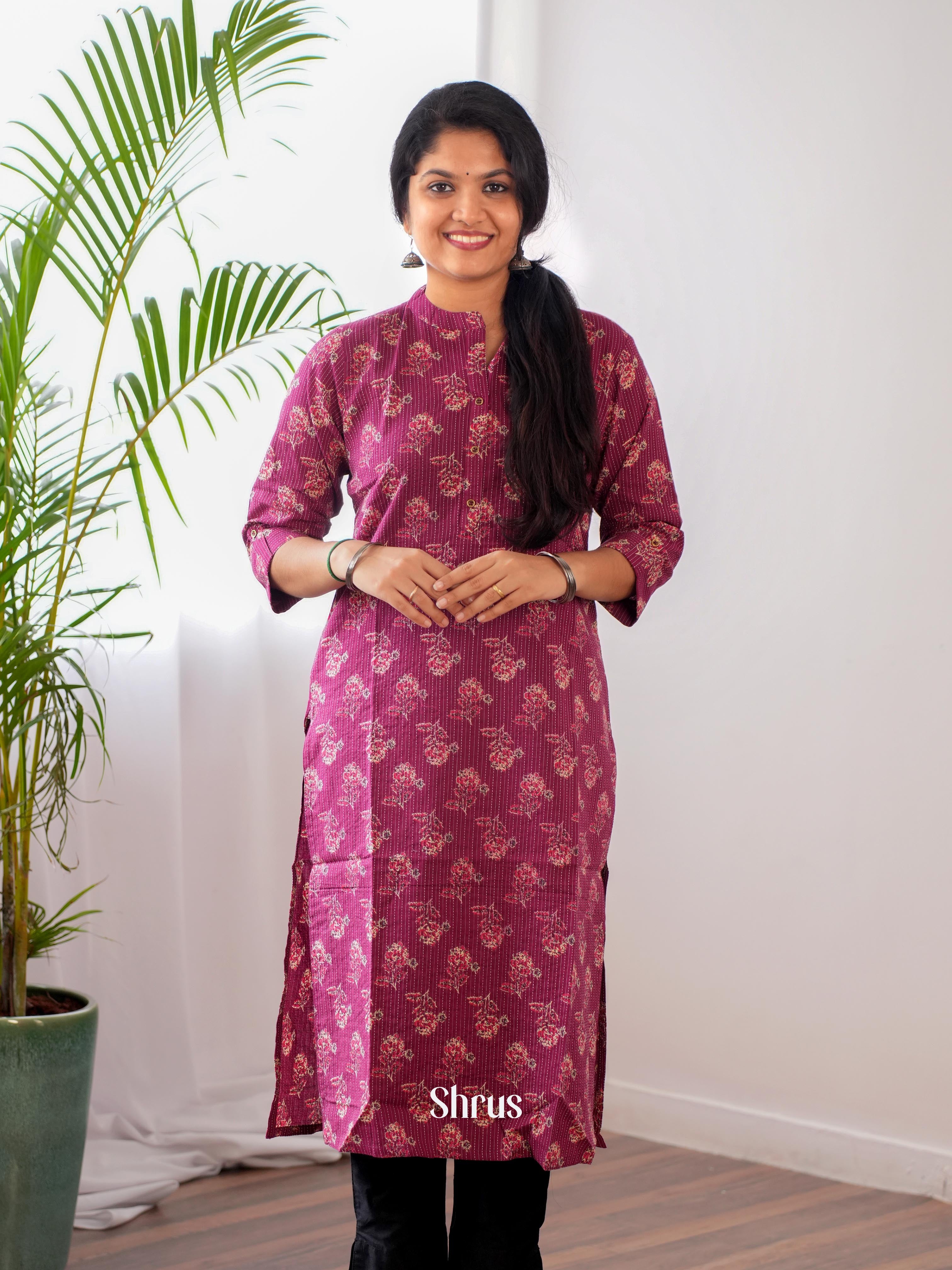 Purple - Readymade Kurti - Shop on ShrusEternity.com