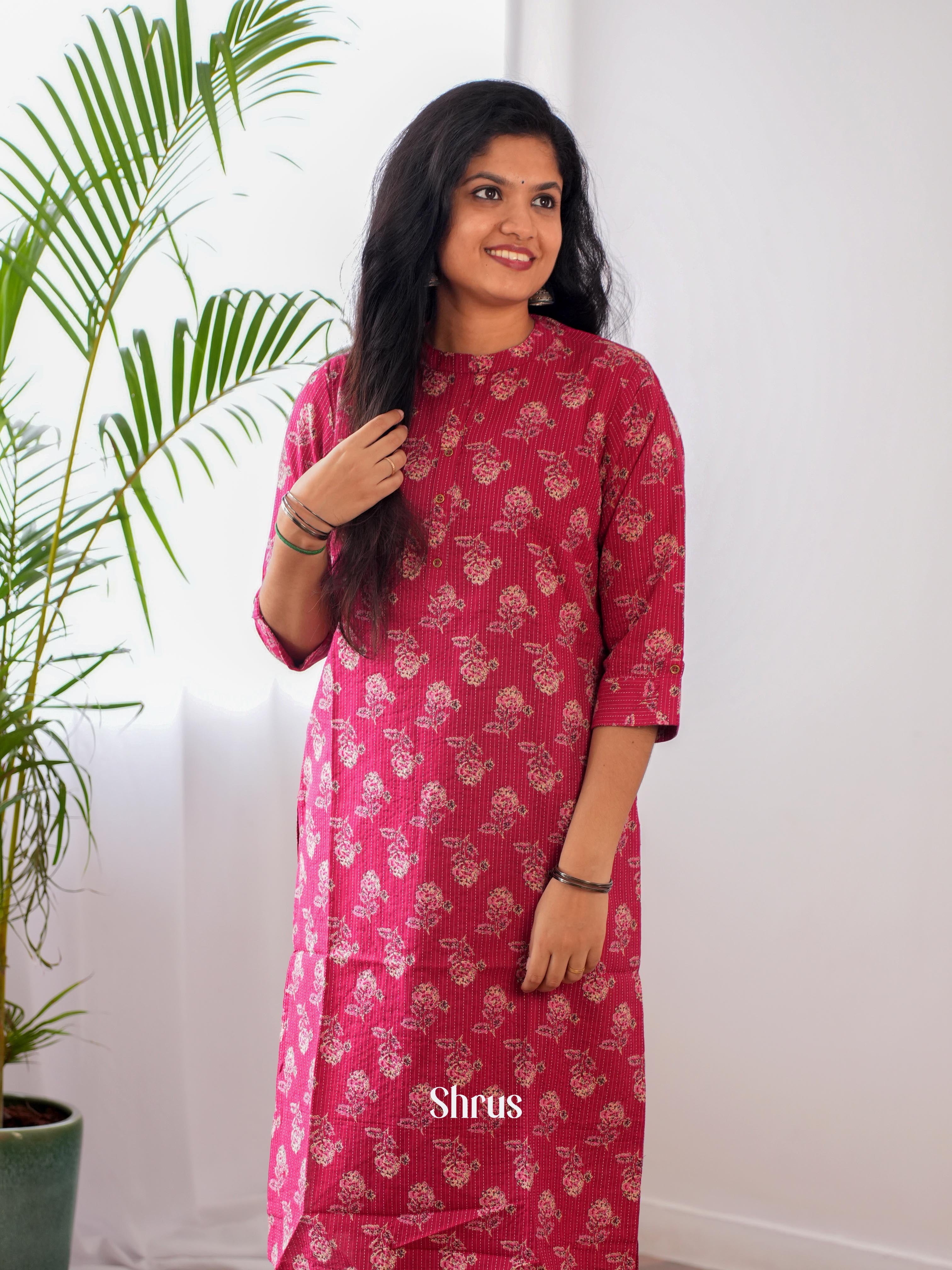 Red - Casual Readymade Kurti - Shop on ShrusEternity.com