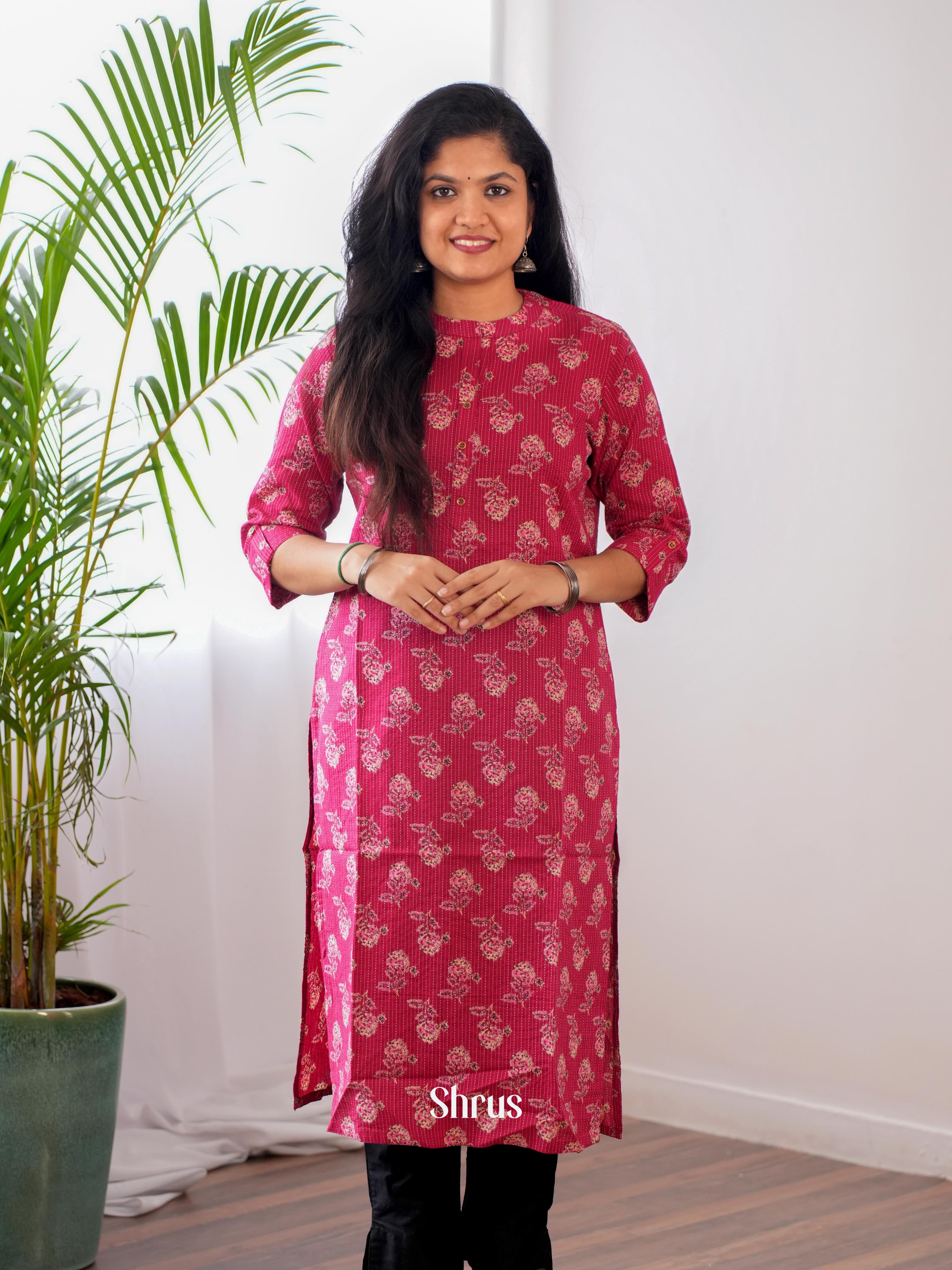 Red - Casual Readymade Kurti - Shop on ShrusEternity.com