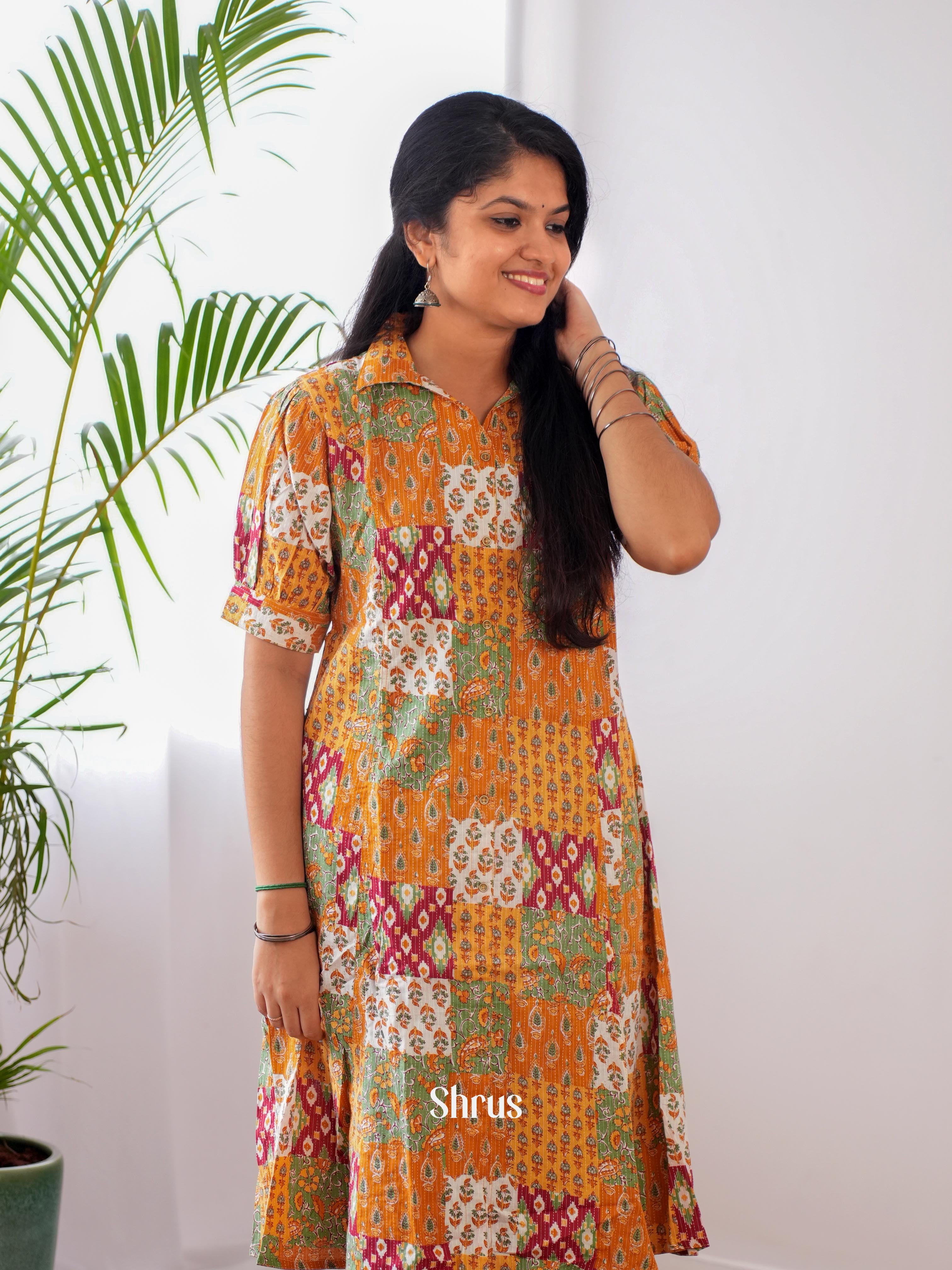 Orange - Readymade Kurti - Shop on ShrusEternity.com