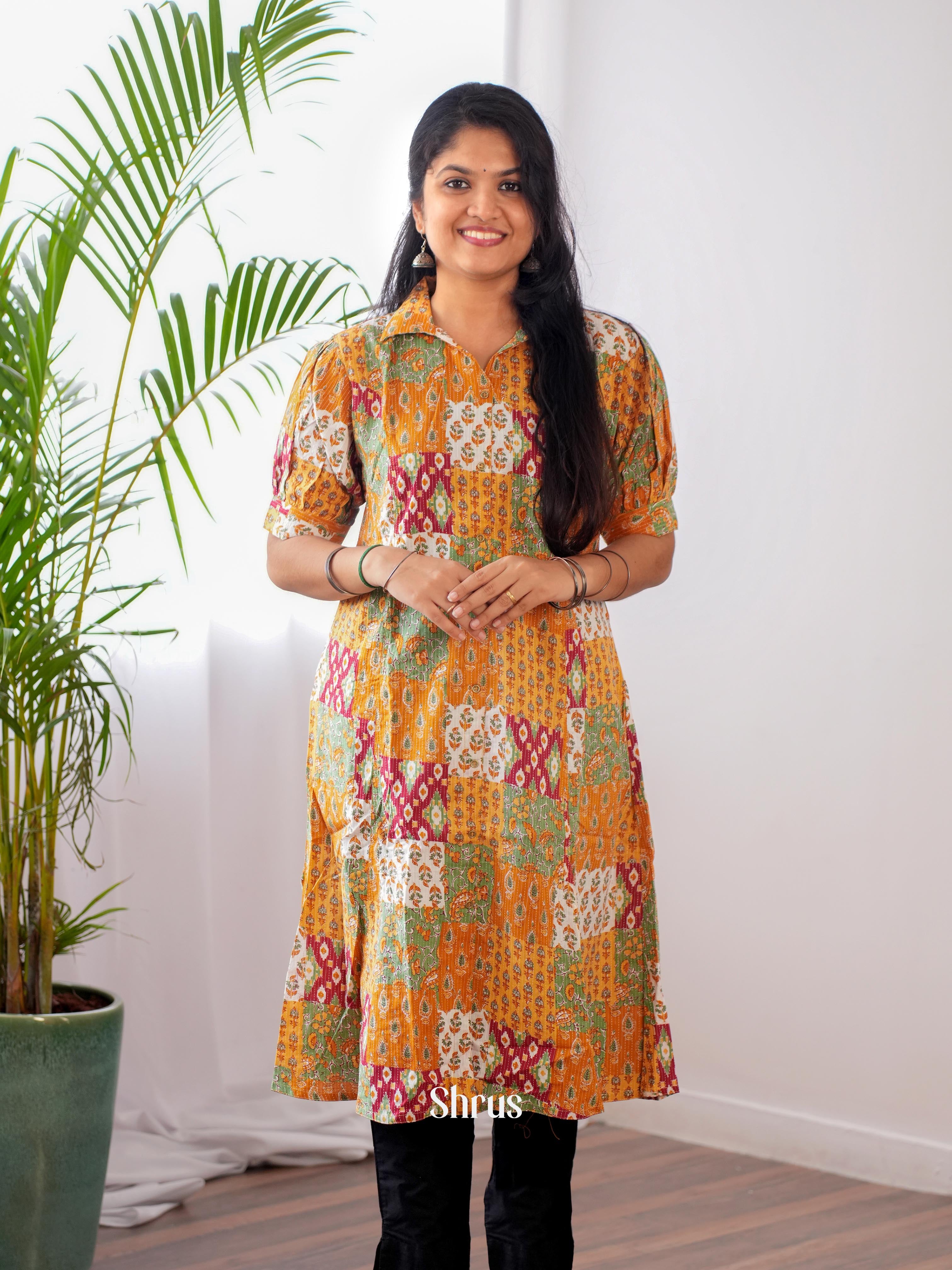 Orange - Readymade Kurti - Shop on ShrusEternity.com