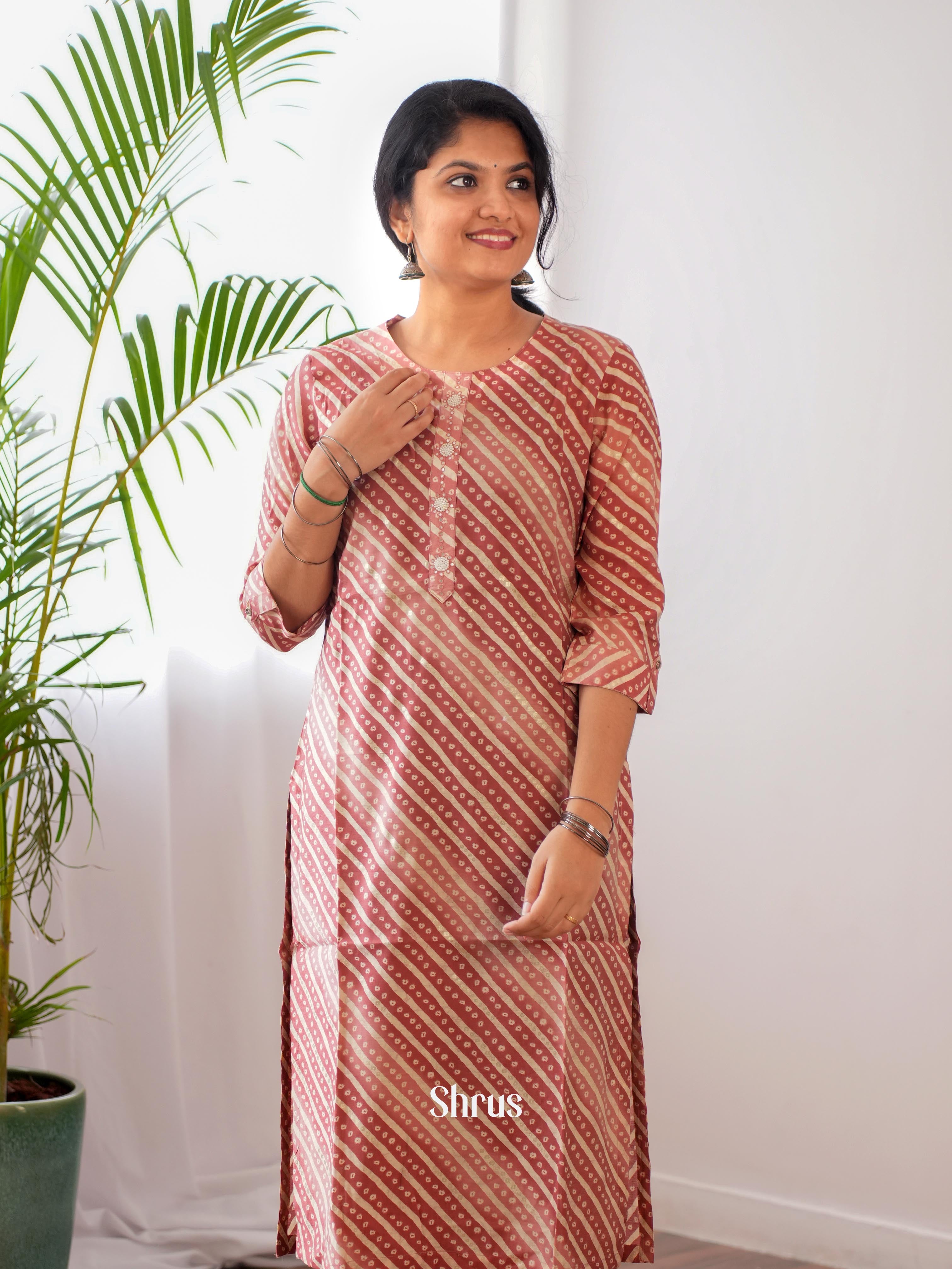 Brown - Readymade kurti - Shop on ShrusEternity.com