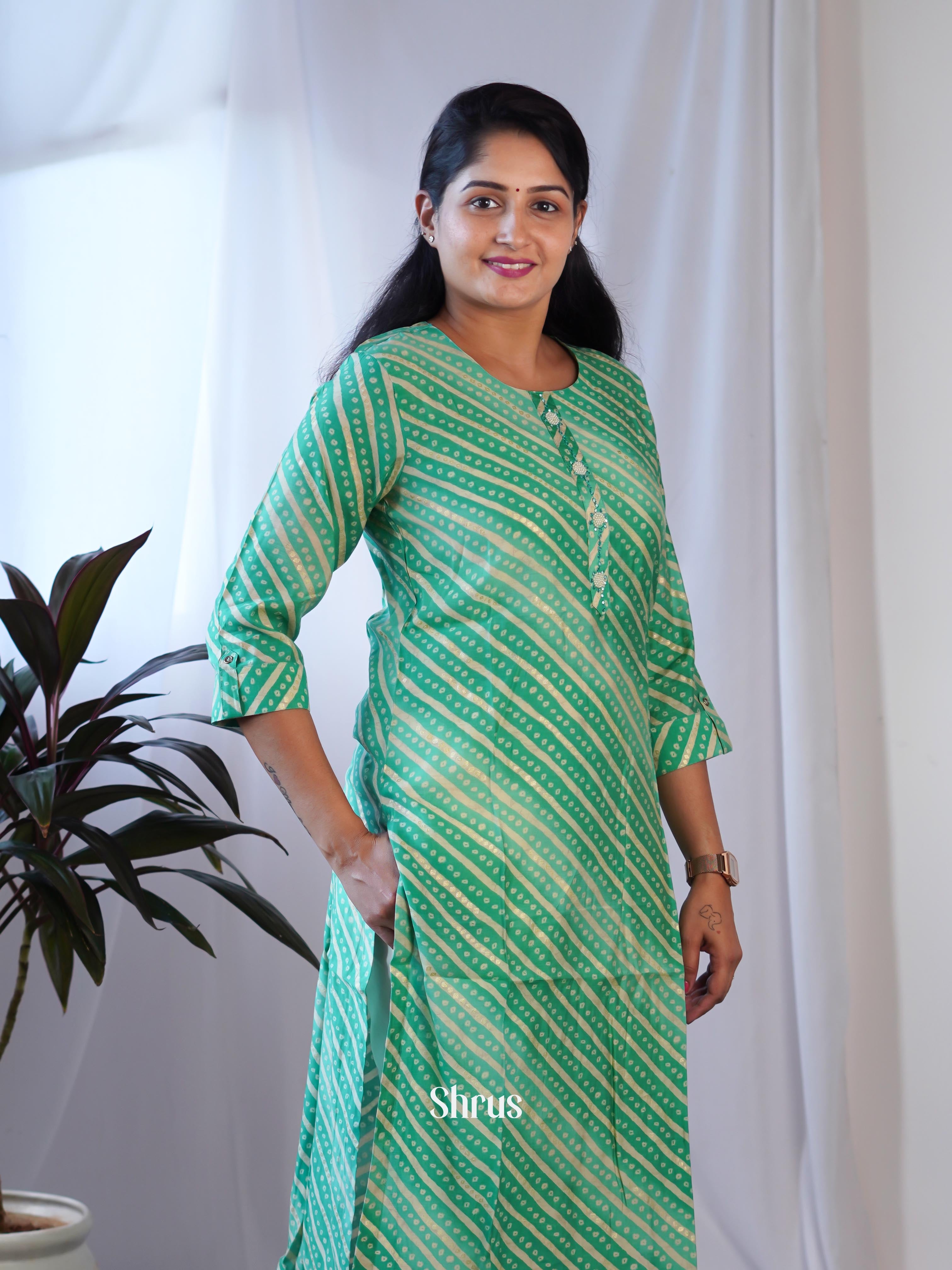 Green - Readymade Kurti - Shop on ShrusEternity.com