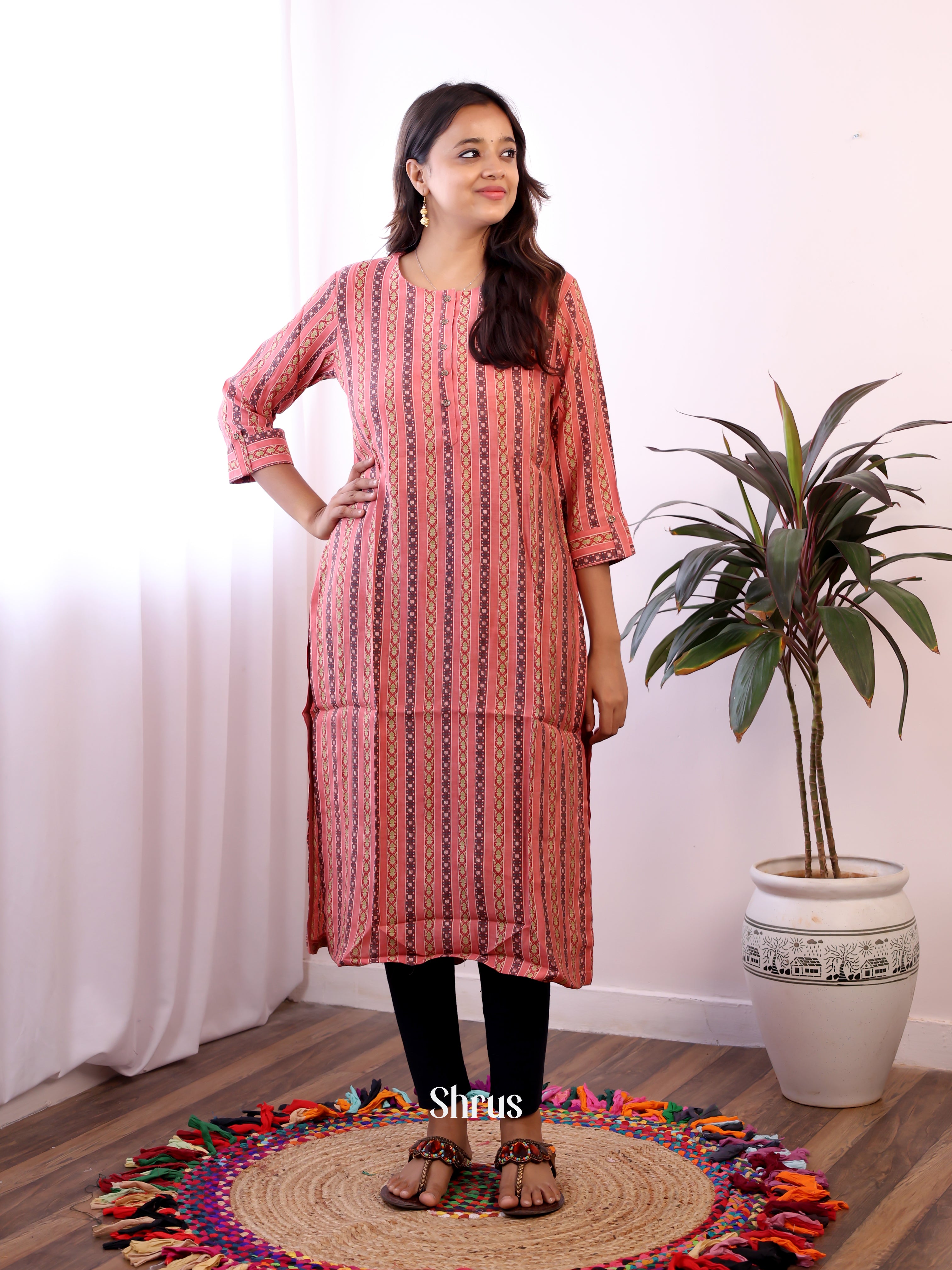 Pink - Readymade kurti - Shop on ShrusEternity.com