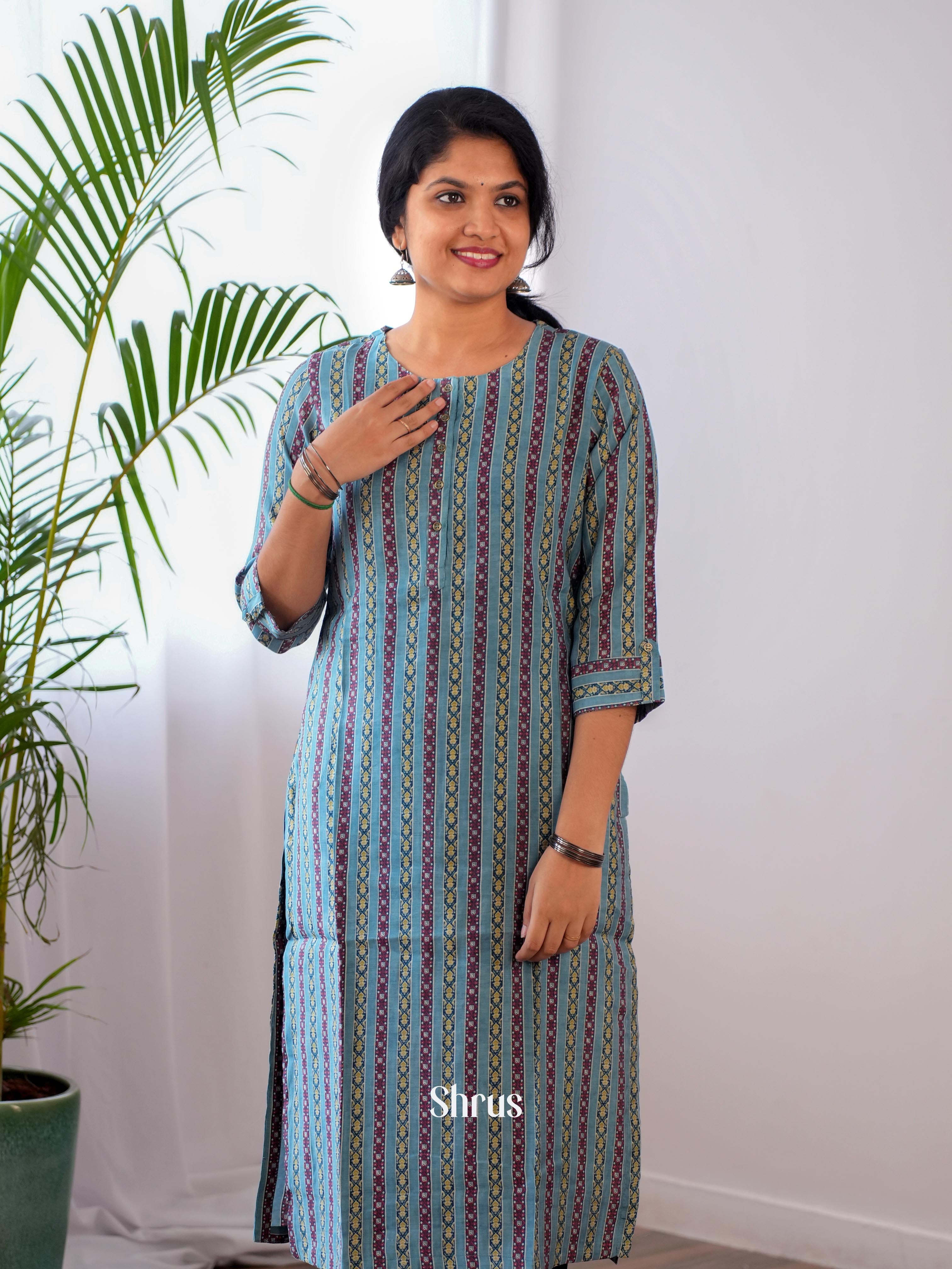 Grey - Readymade Kurti - Shop on ShrusEternity.com