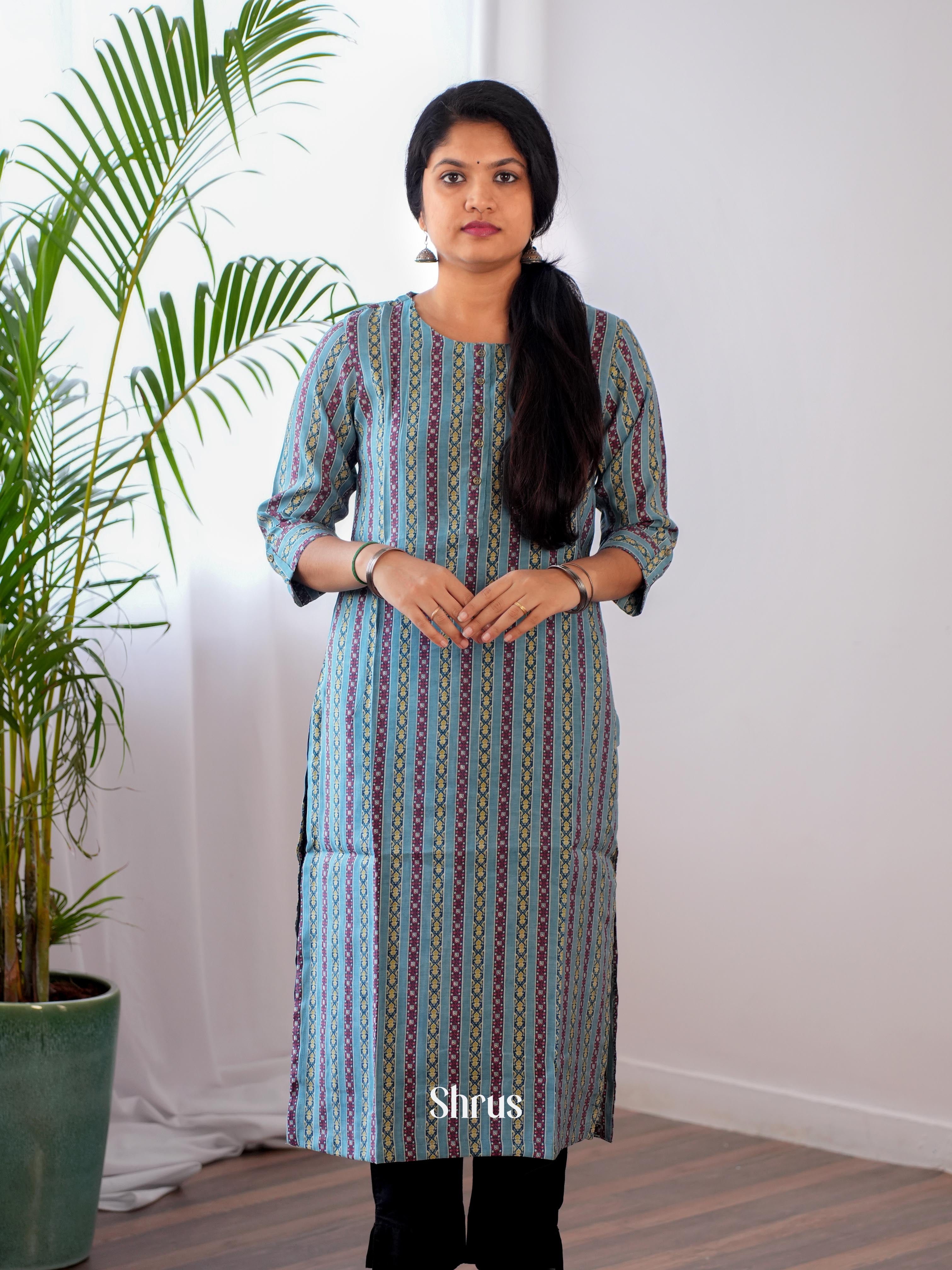 Grey - Readymade Kurti - Shop on ShrusEternity.com